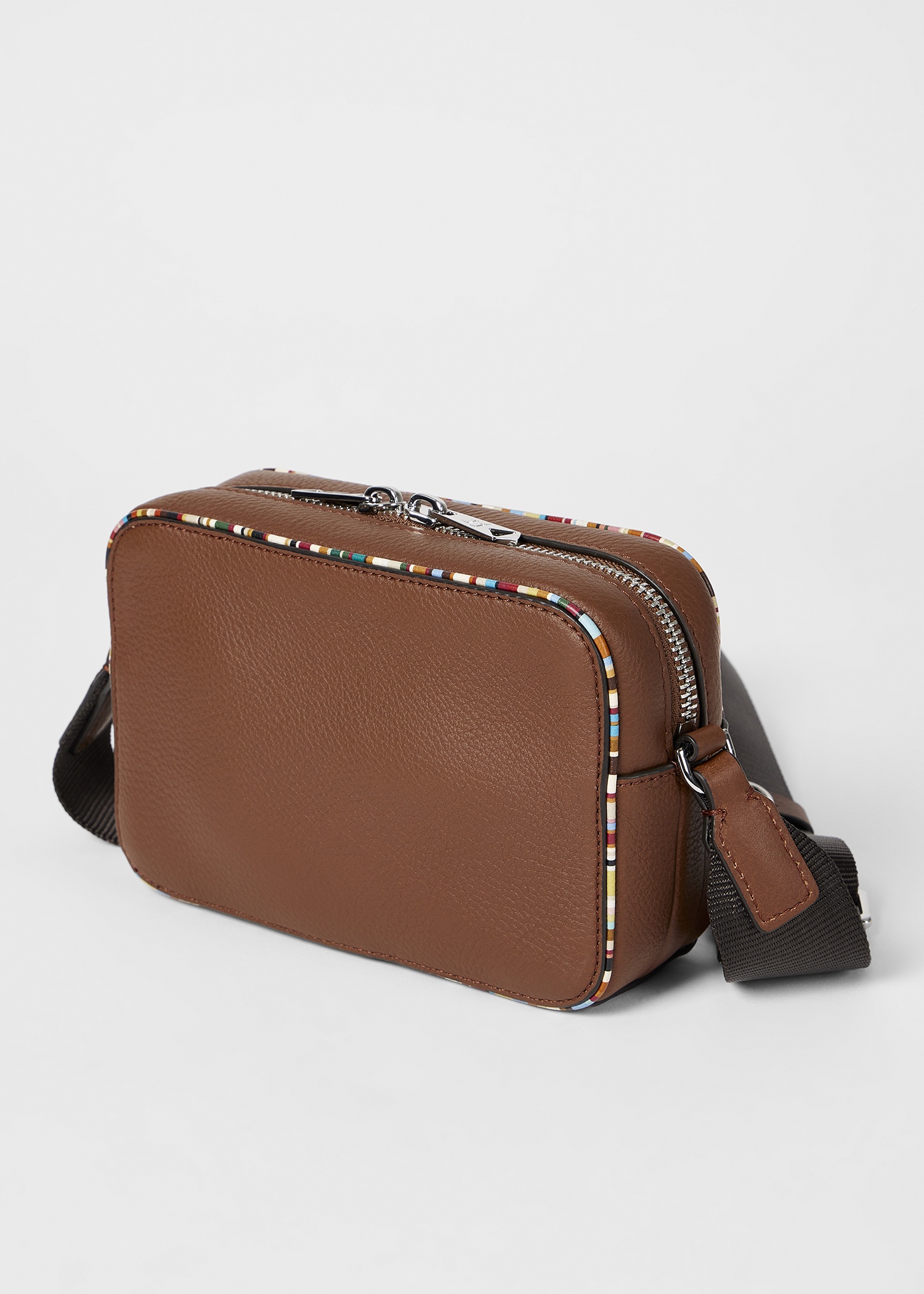 Tan Leather 'Signature Stripe' Piping Flight Bag - 2