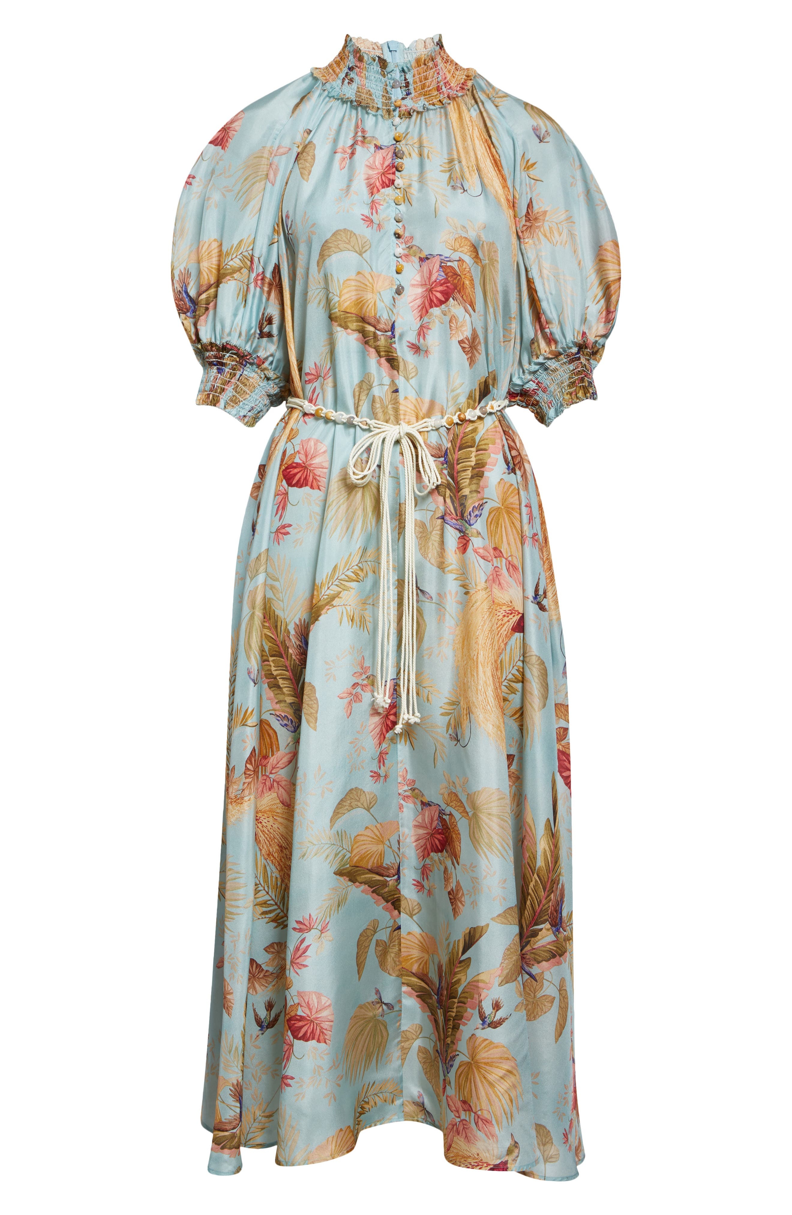 Zimmermann Ascension Print Silk Belted Dress in Aqua Palm Floral at Nordstrom - 5