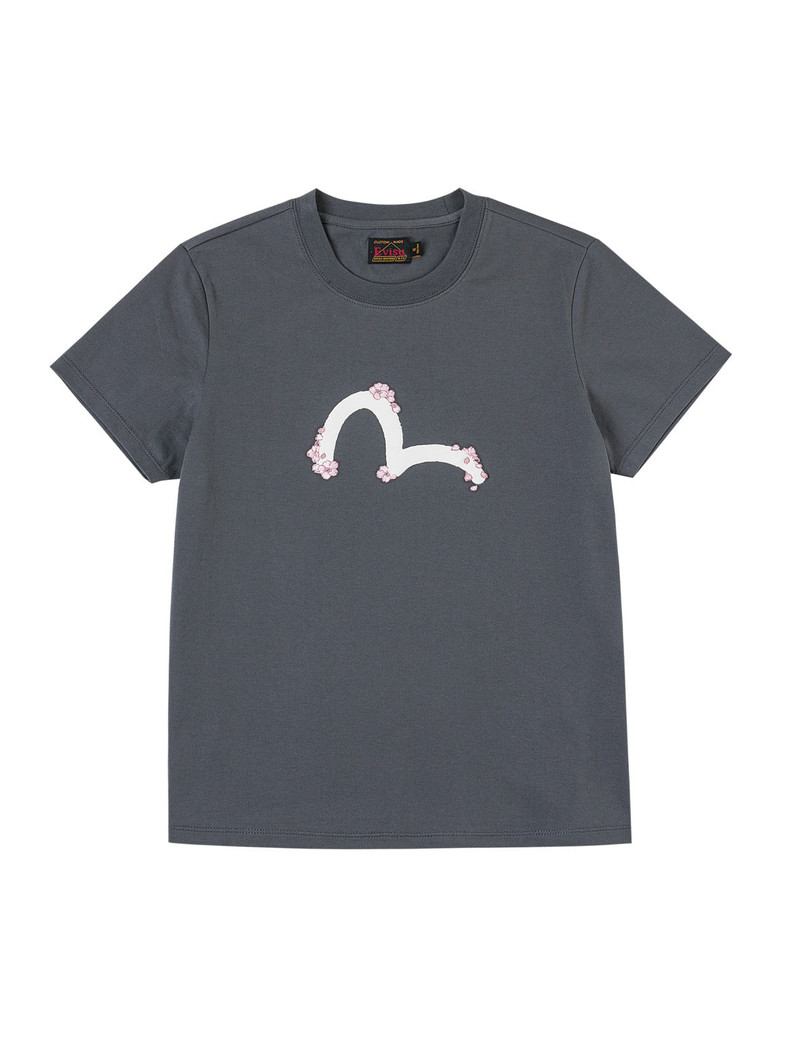 Sakura Embroidery Seagull Print T-Shirt 9