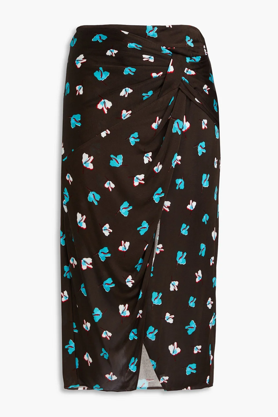 Garcel wrap-effect floral-print satin-jersey midi skirt - 1