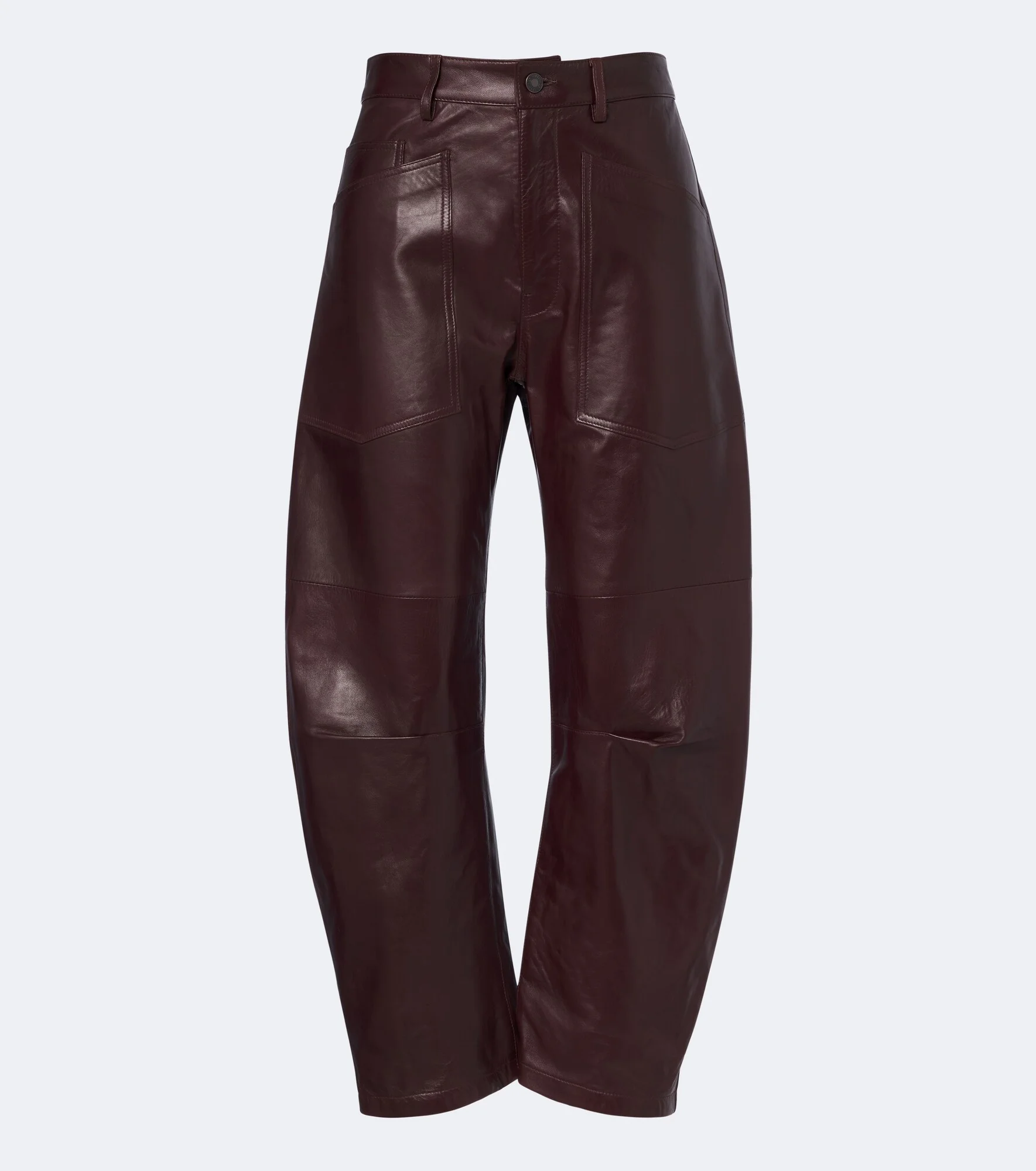 Shon leather barrel-leg pants - 1