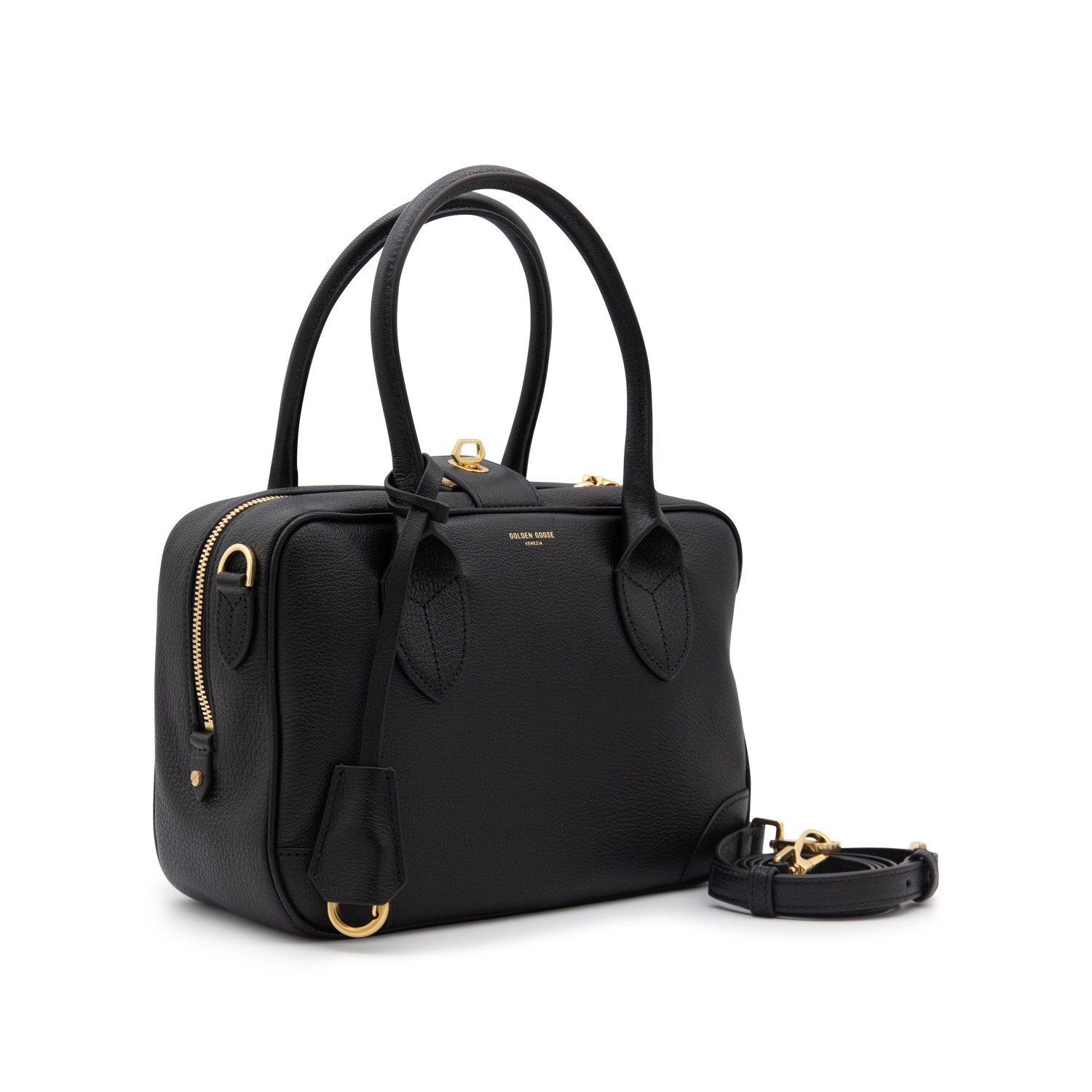 【関税・送料込み】GOLDEN GOOSE TOP HANDLE BAGS Golden Goose BLACK LEATHER TOP HANDLE BAG | palazzobellies
