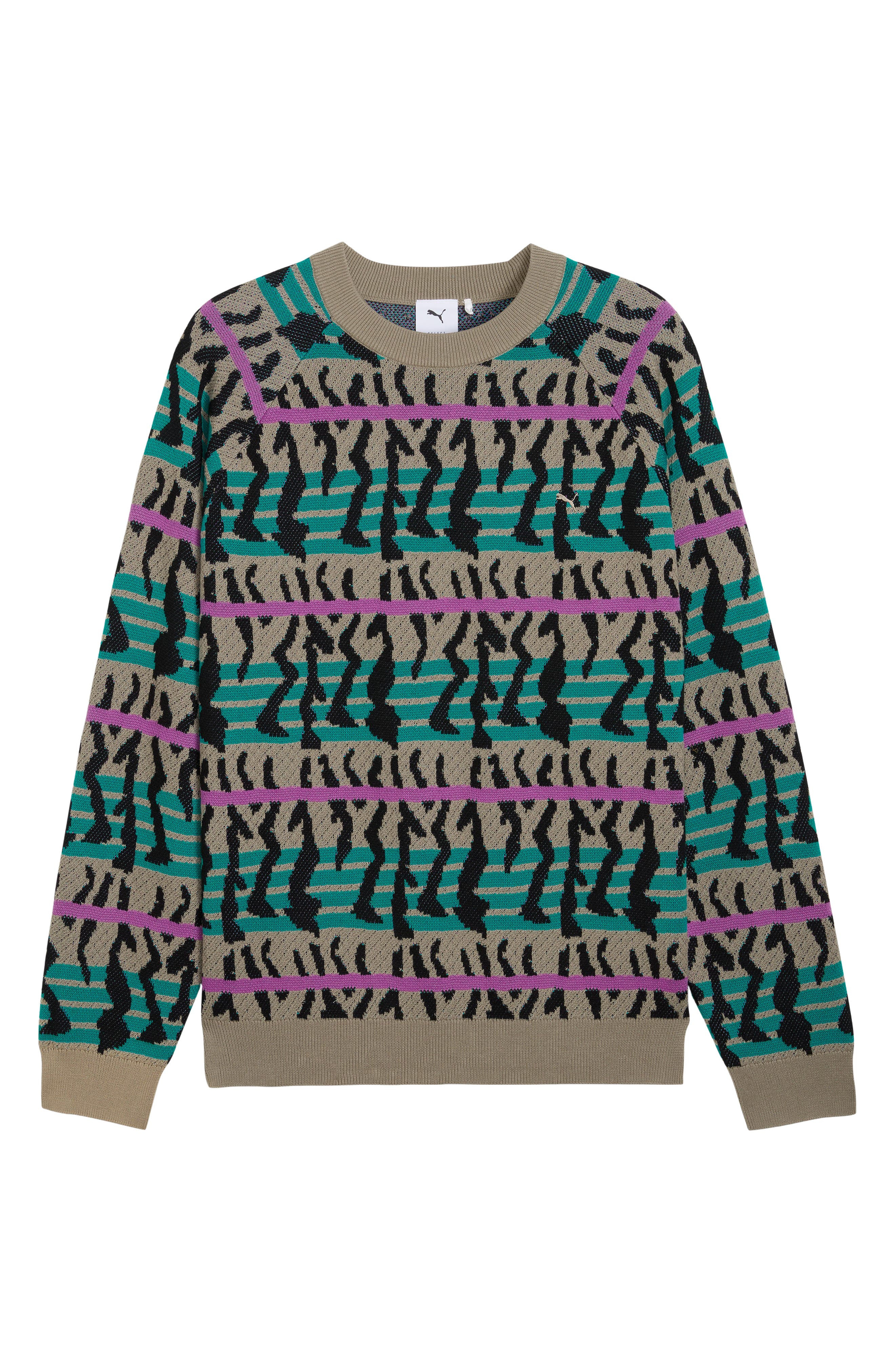 PUMA Special Items Jacquard Crewneck Sweater in Ice Coffee at Nordstrom - 4