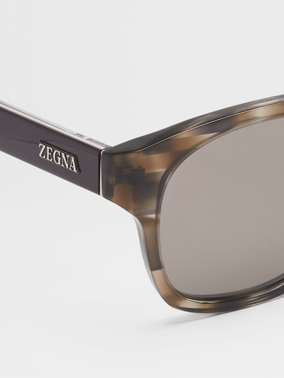ZEGNA STRIPED LIGHT BROWN ACETATE SUNGLASSES outlook