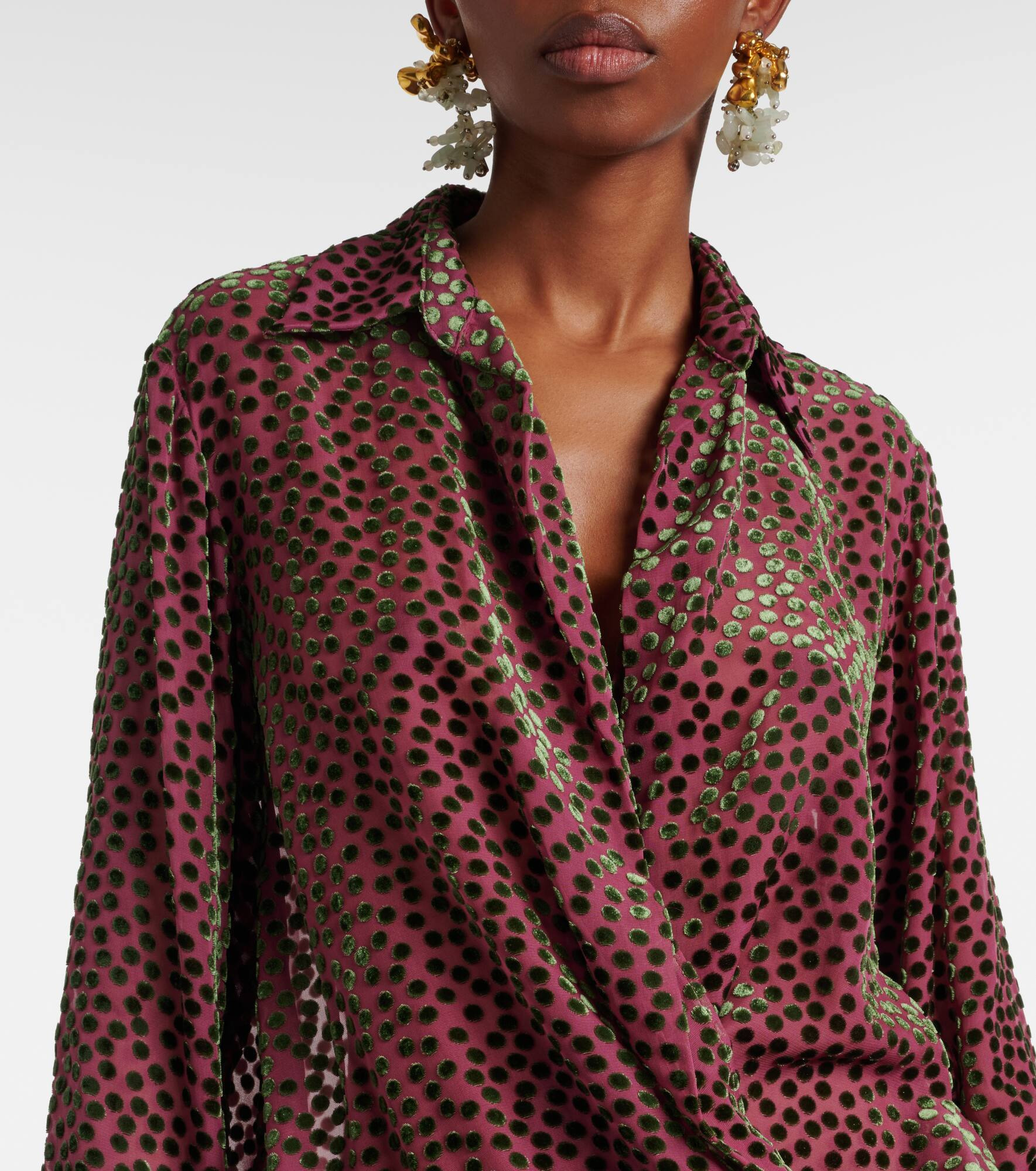 Cedal polka-dot draped wrap top - 4