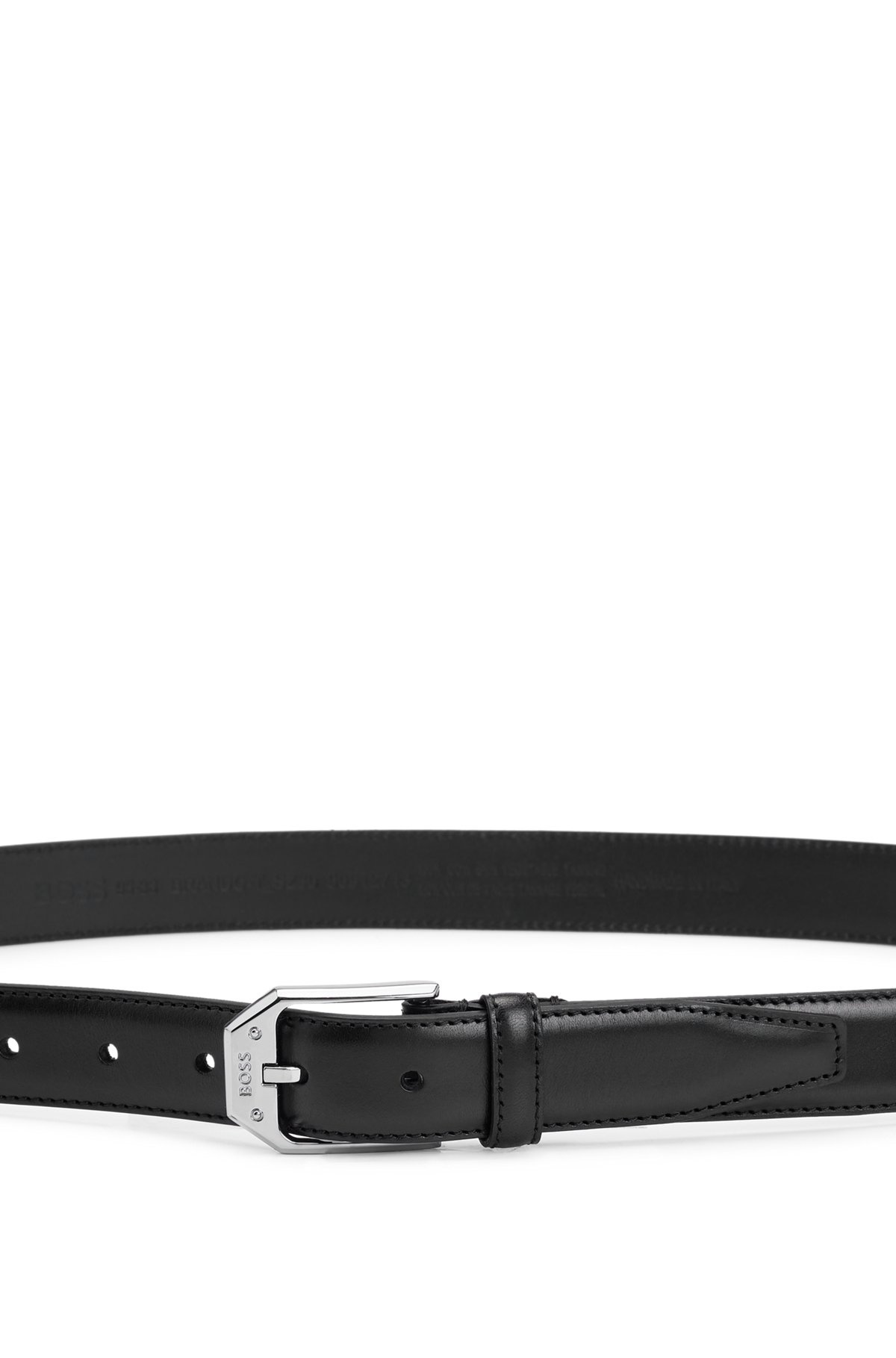 ITALIAN-LEATHER BELT WITH POLISHED SILVERWARE LOGO - 4