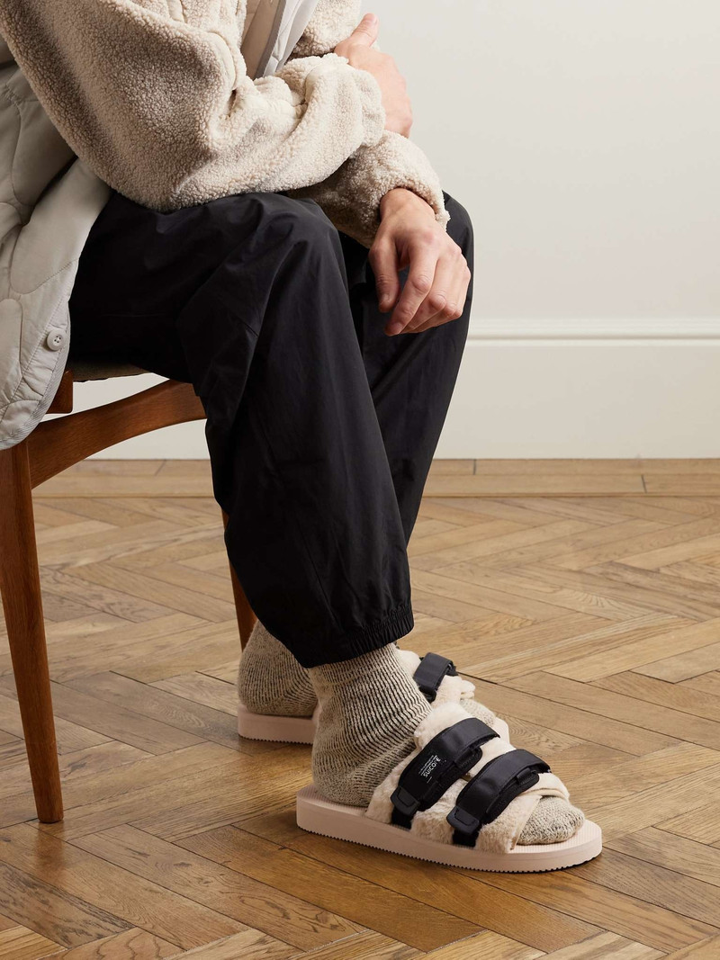 Suicoke Moto Webbing and Shell-Trimmed Faux Fur Slides outlook