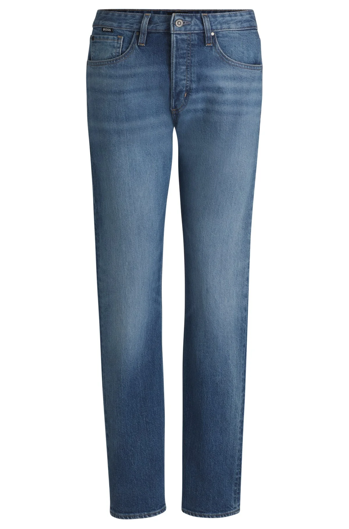 STRAIGHT-FIT JEANS IN FADED-BLUE COMFORT-STRETCH DENIM - 1