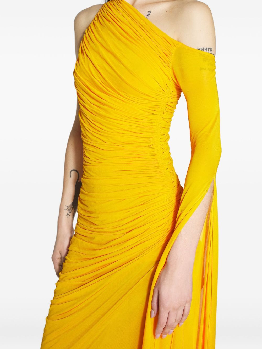 one-shoulder draped maxi dress - 4