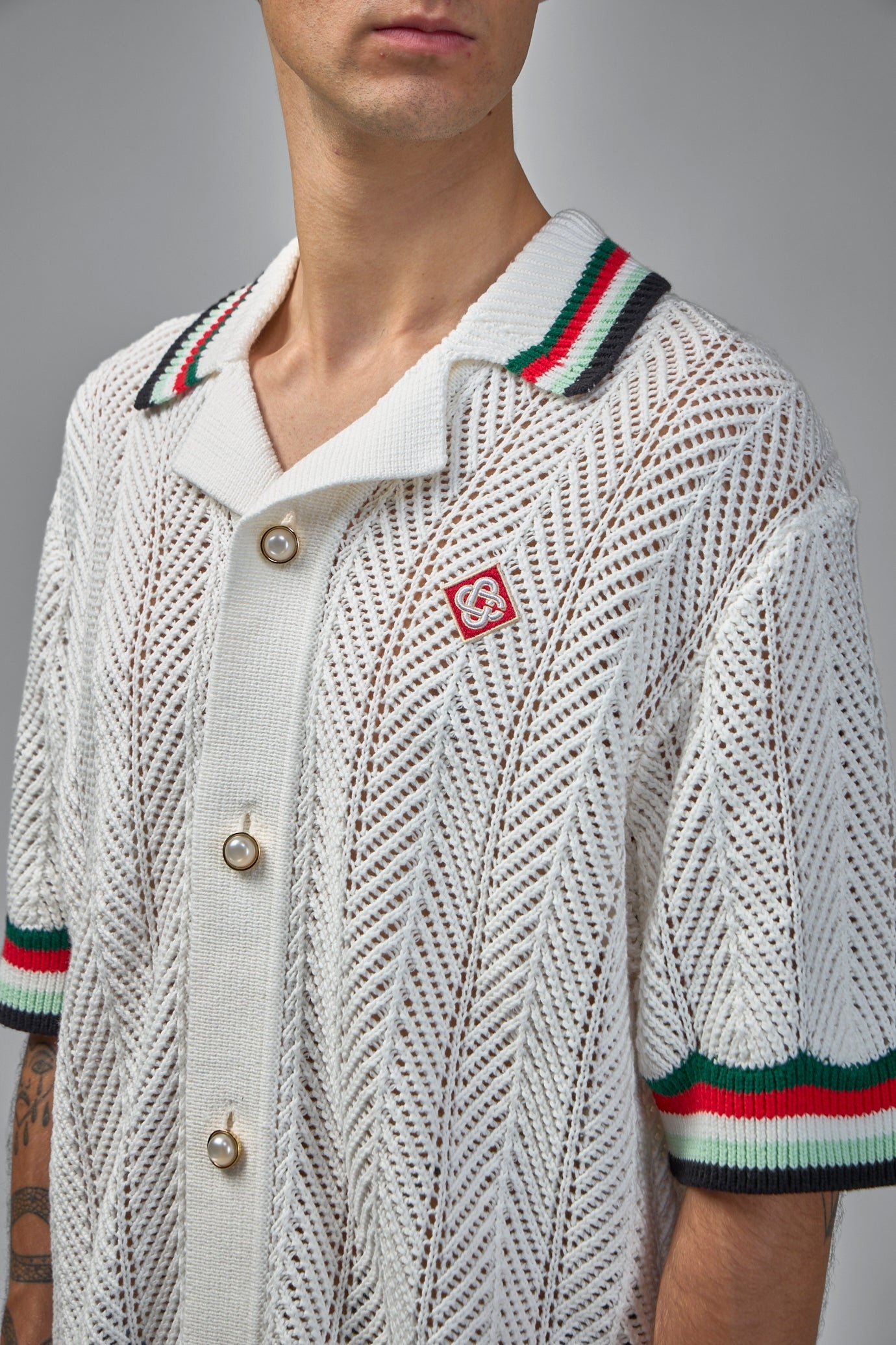 Sporty Faux Crochet Shirt - 6