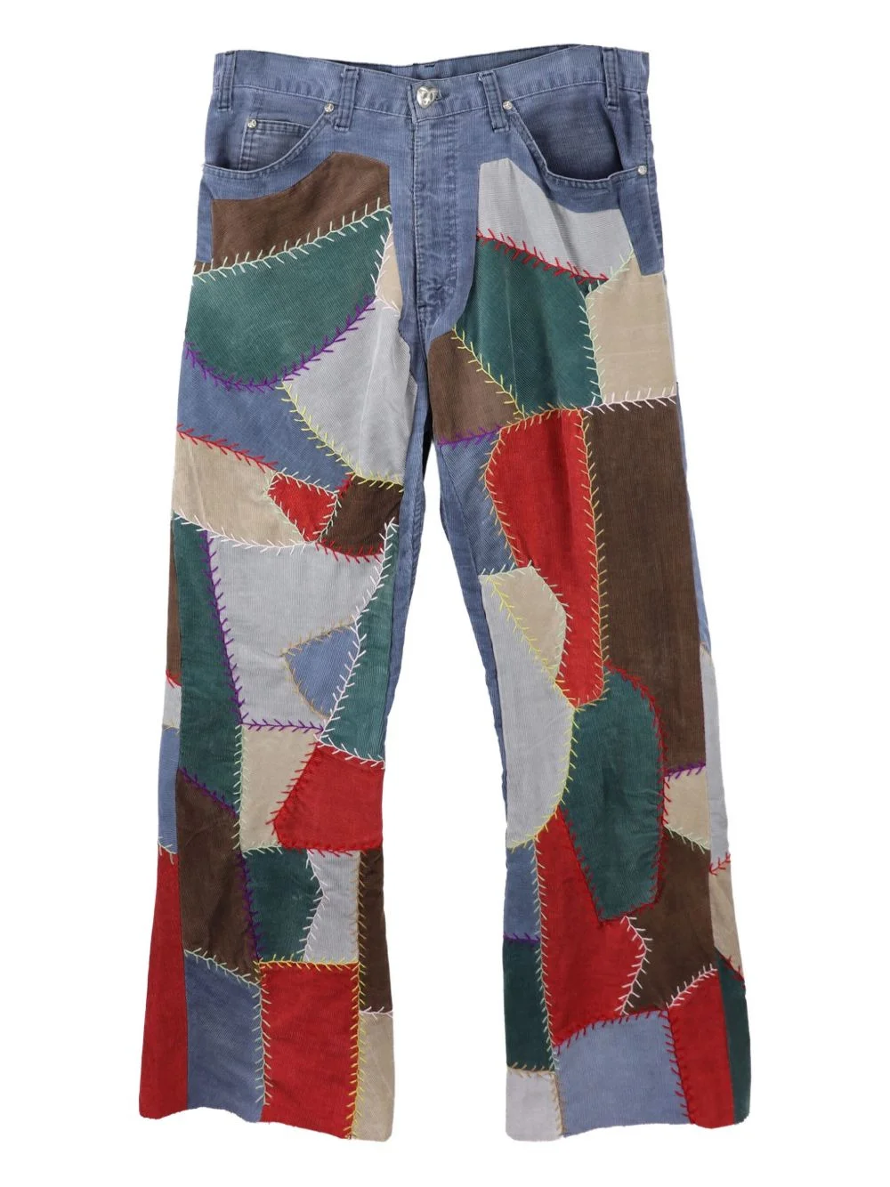 corduroy patchwork trousers - 1