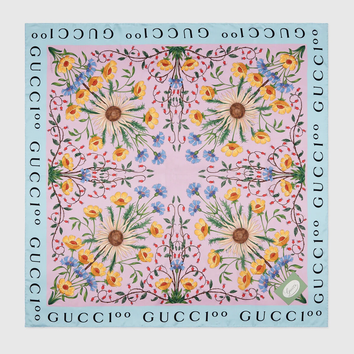 Gucci 100 floral print twill carré - 1