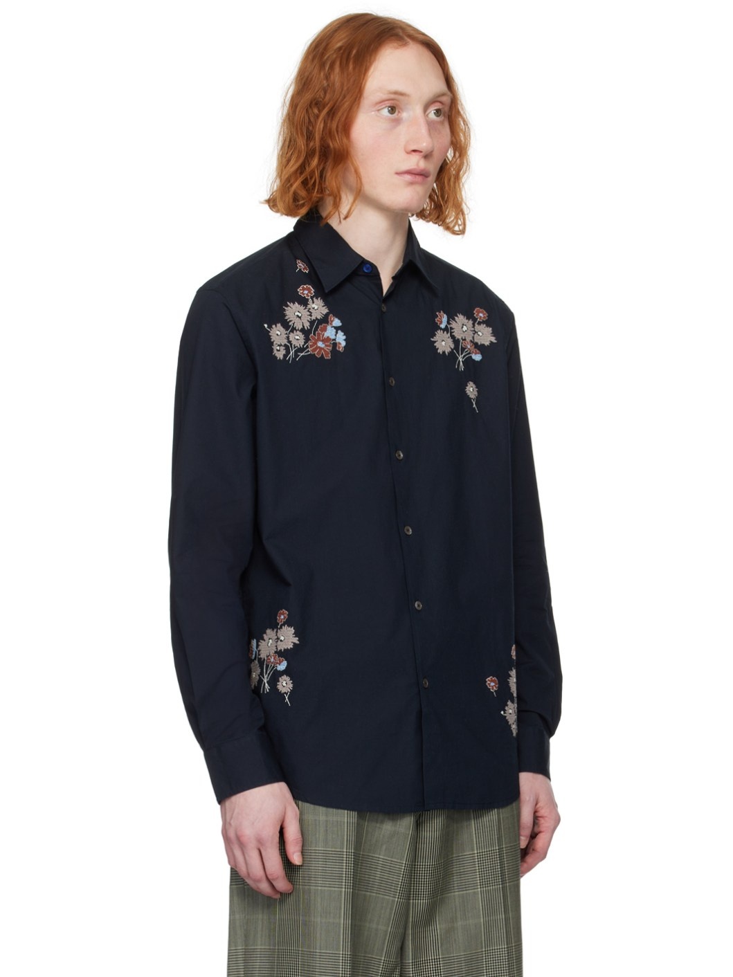 Navy Embroidered Shirt - 2