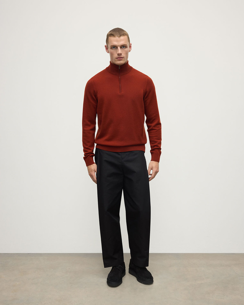 Johnstons of Elgin Classic Cashmere Red Zip Neck Jumper outlook