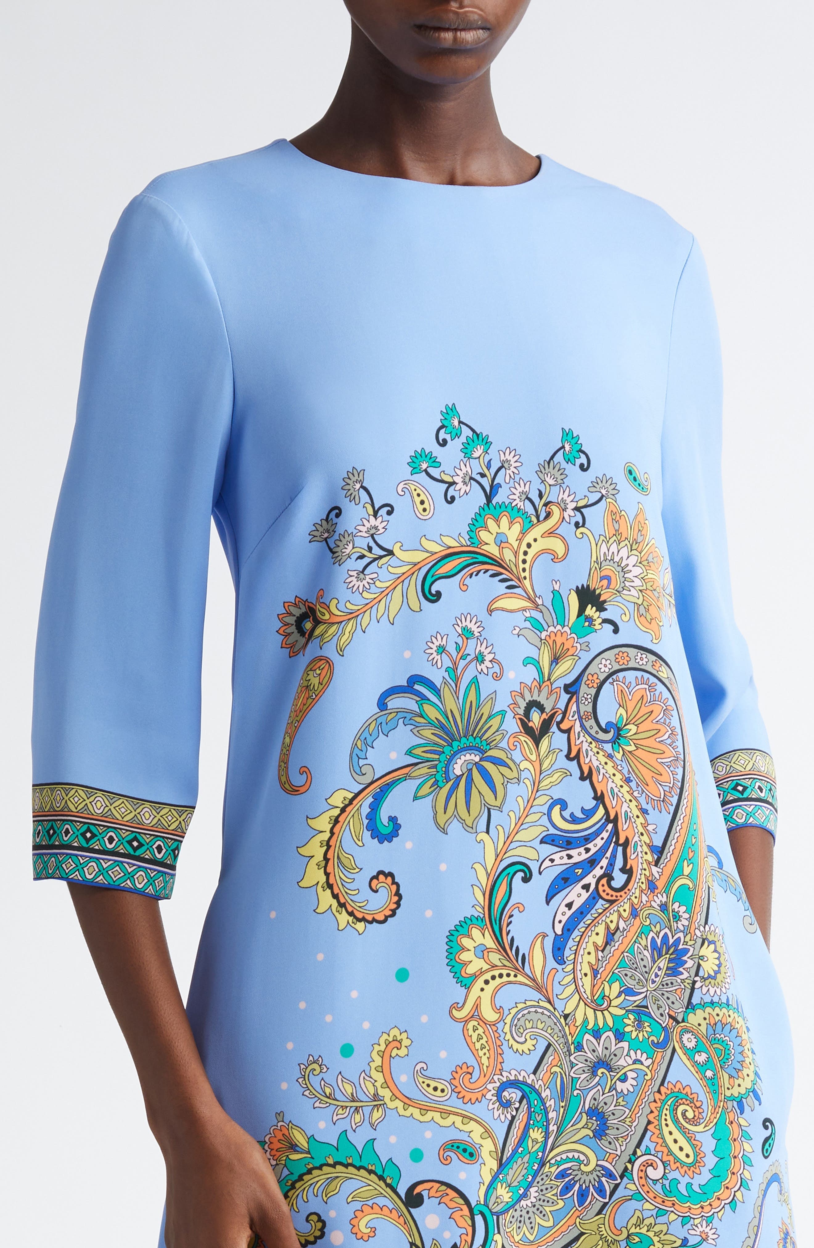 Etro Paisley Shift Dress in Stampa F.do Blu at Nordstrom - 4