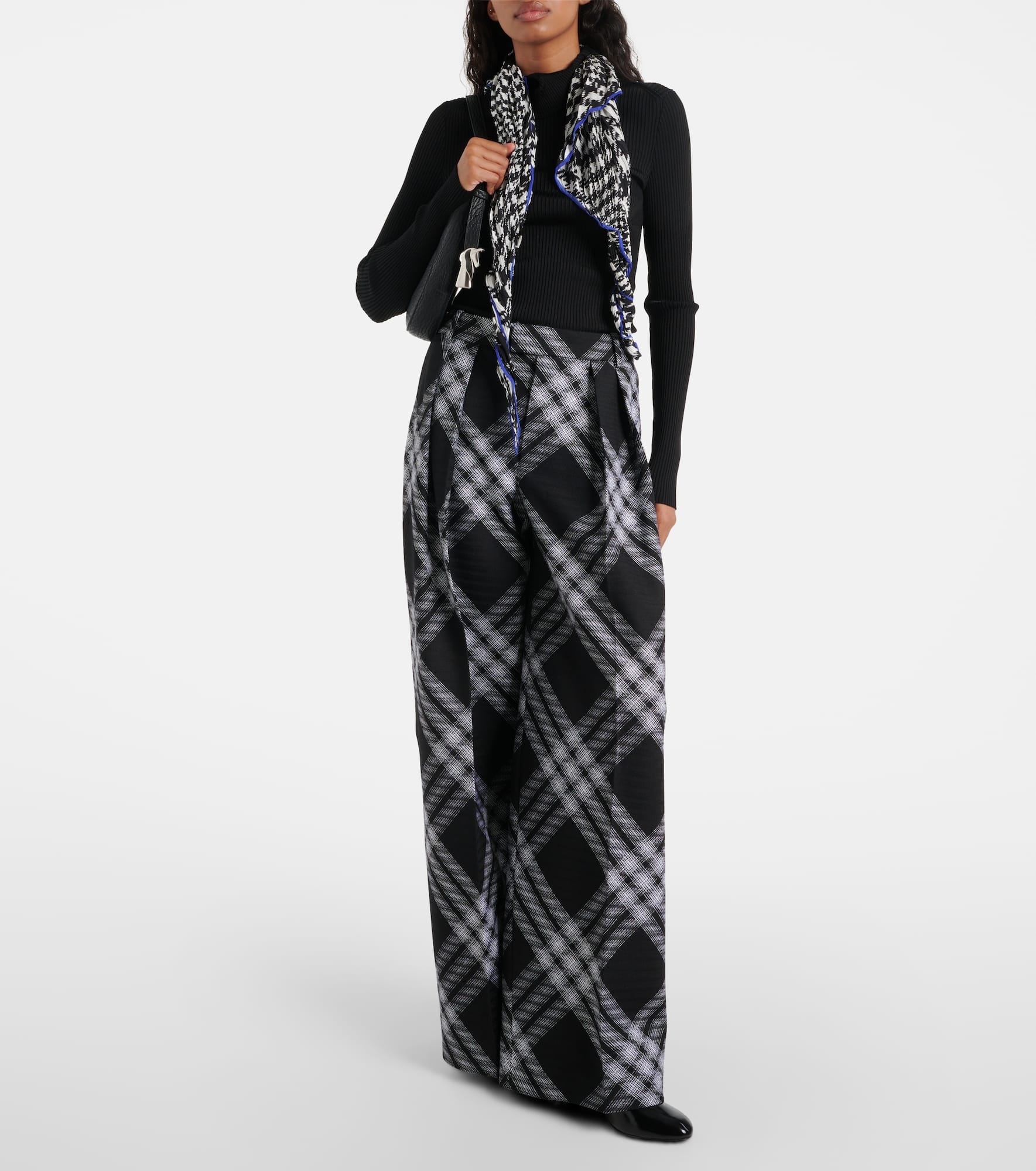 Checked wool wide-leg pants - 2