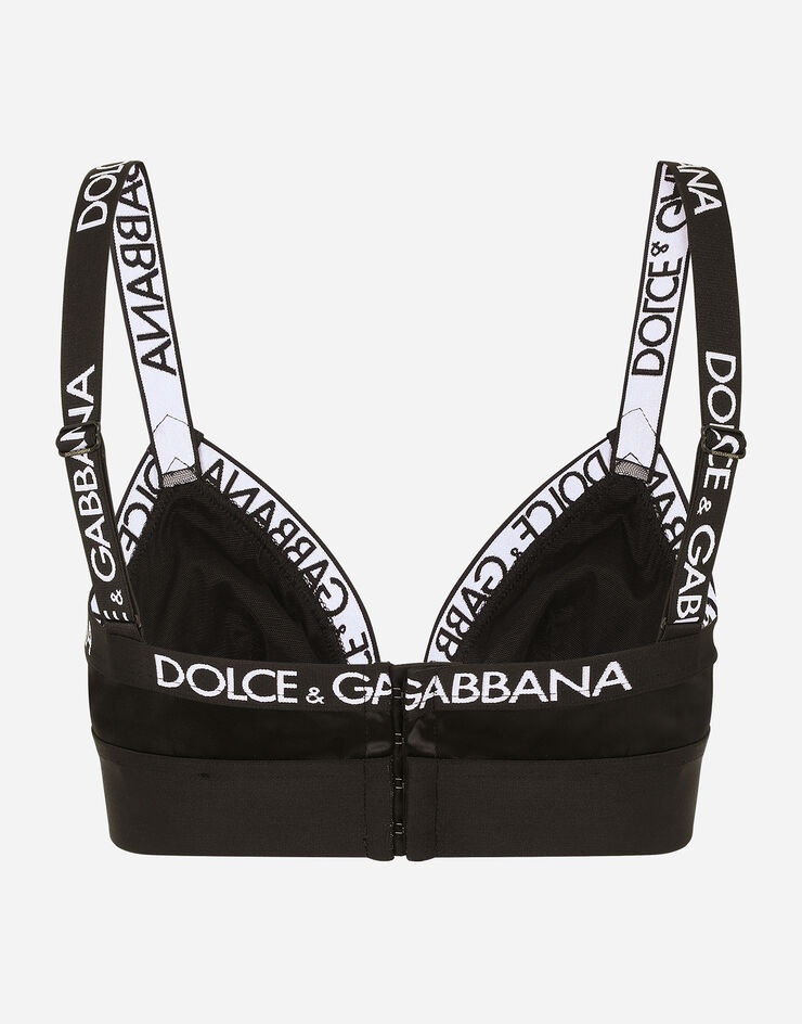 Satin triangle bra with branded elastic - 2