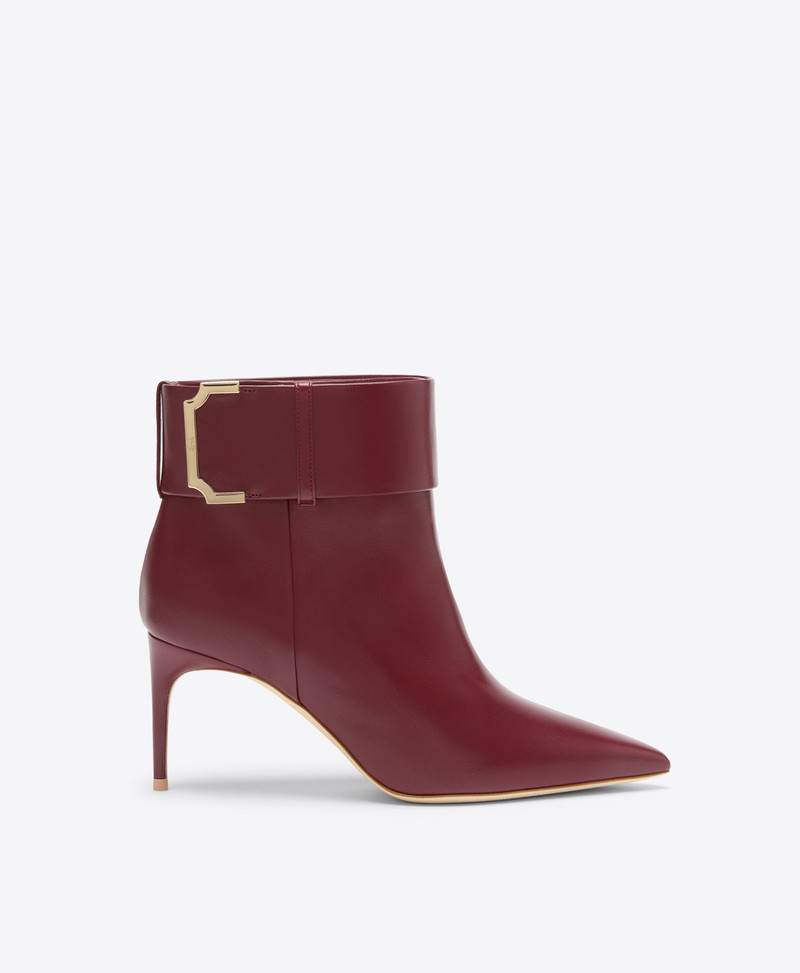 Rossella 70 Red Leather Ankle Boots 1