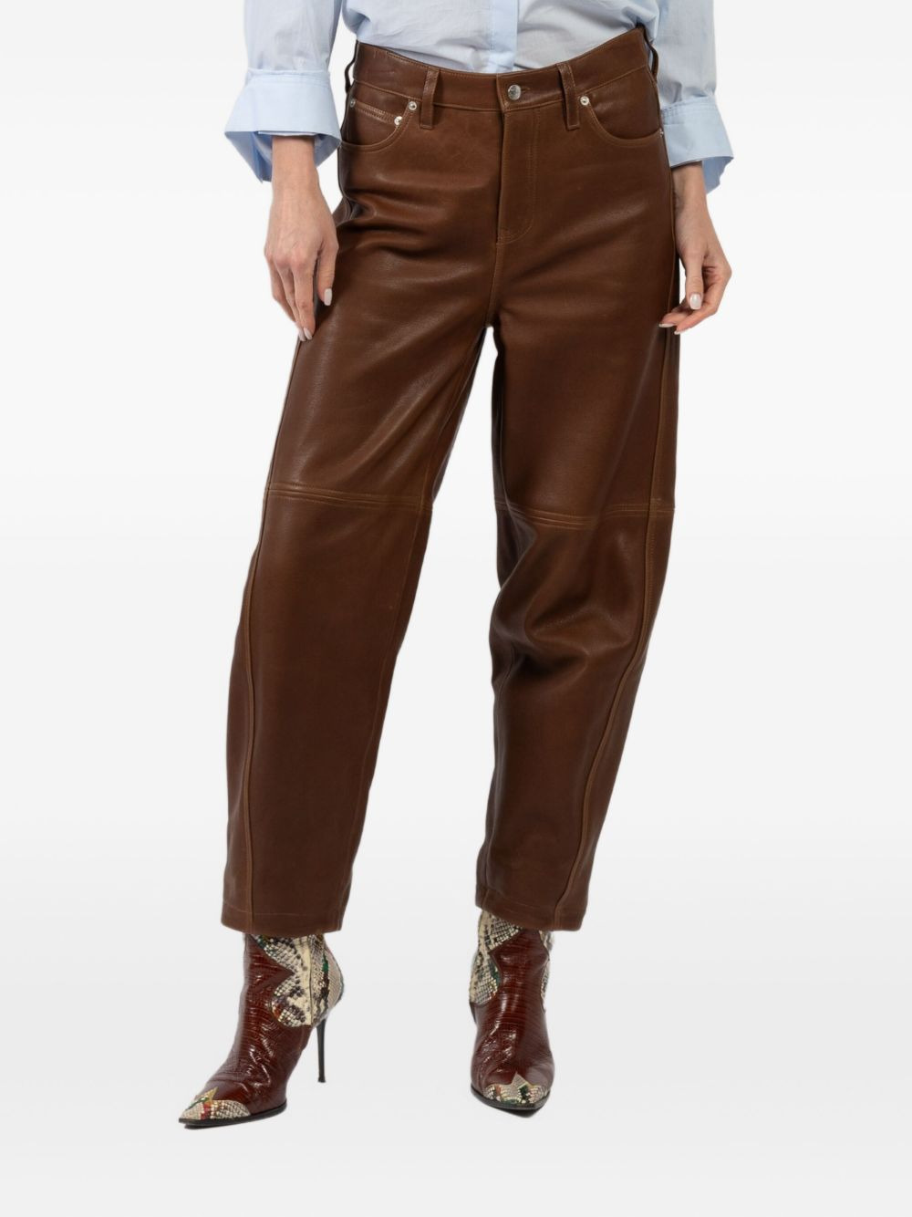 Waldon leather panel trousers - 5