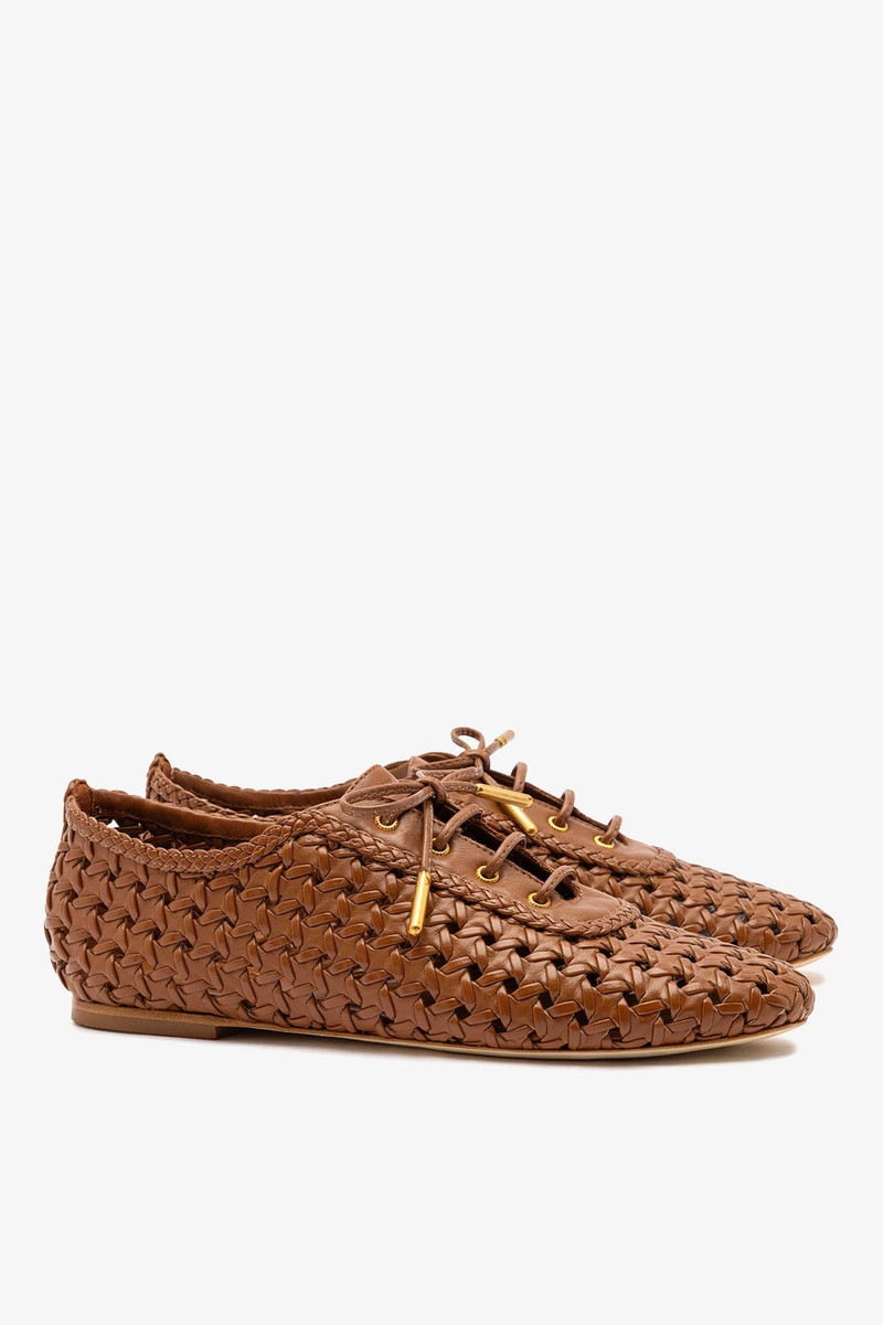 Liza Macrame Sneaker In Caramel Leather 3