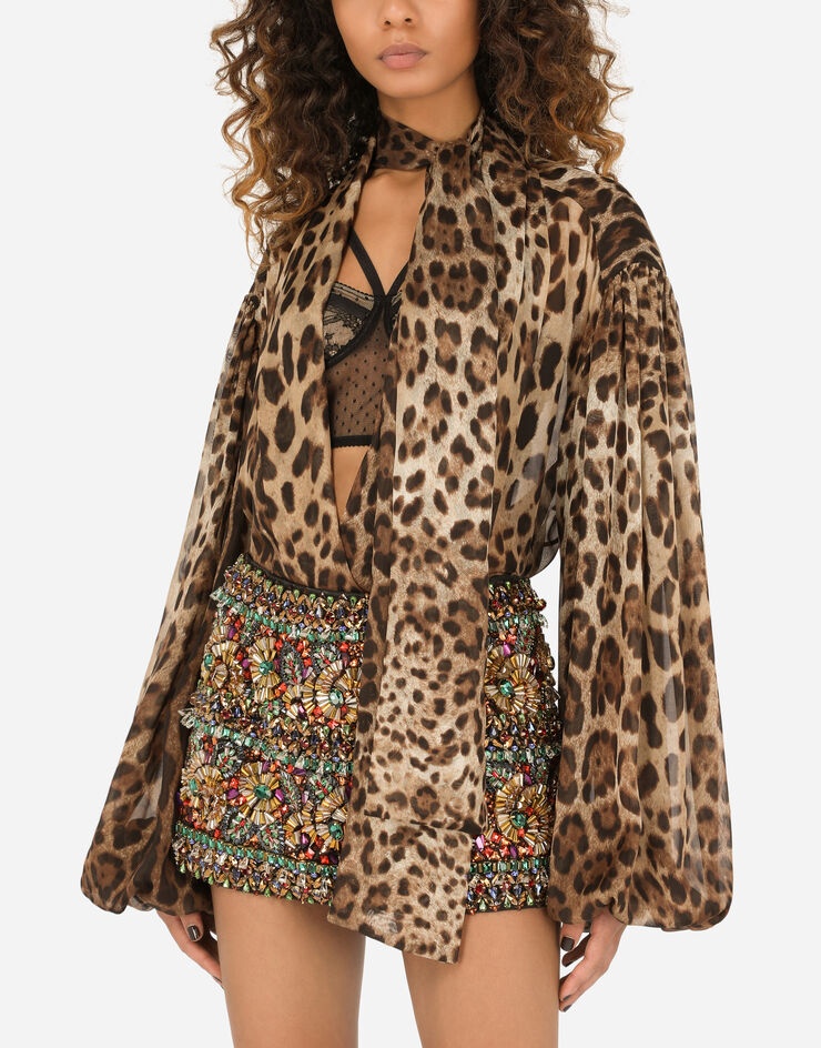 Leopard-print chiffon shirt - 4