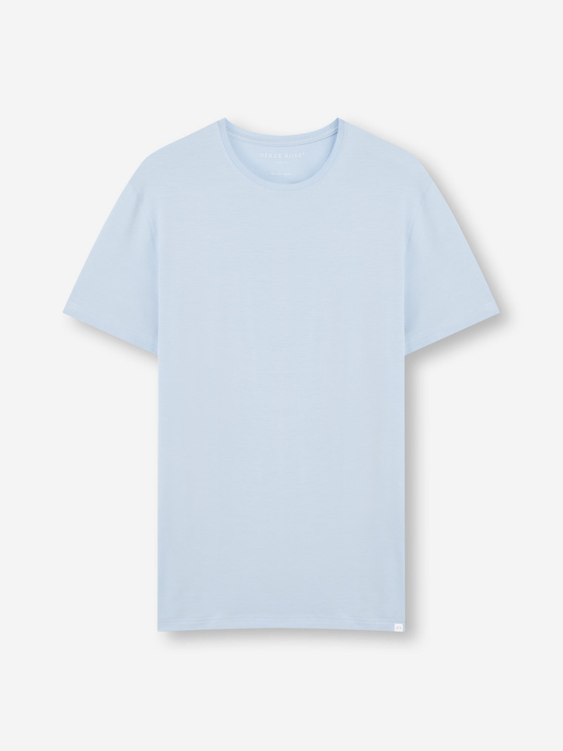 Derek Rose Men's T-Shirt Basel Micro Modal Stretch Light Blue outlook