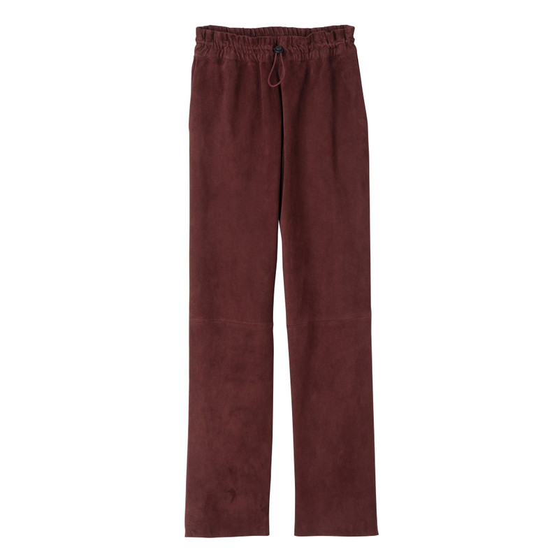 Leather straight pants Burgundy - Leather 1