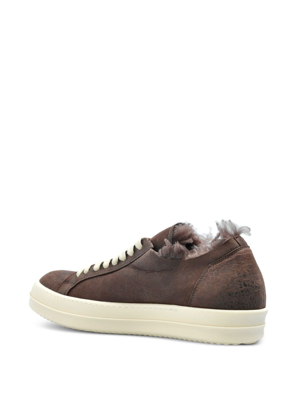 shearling-trimmed leather sneakers - 3