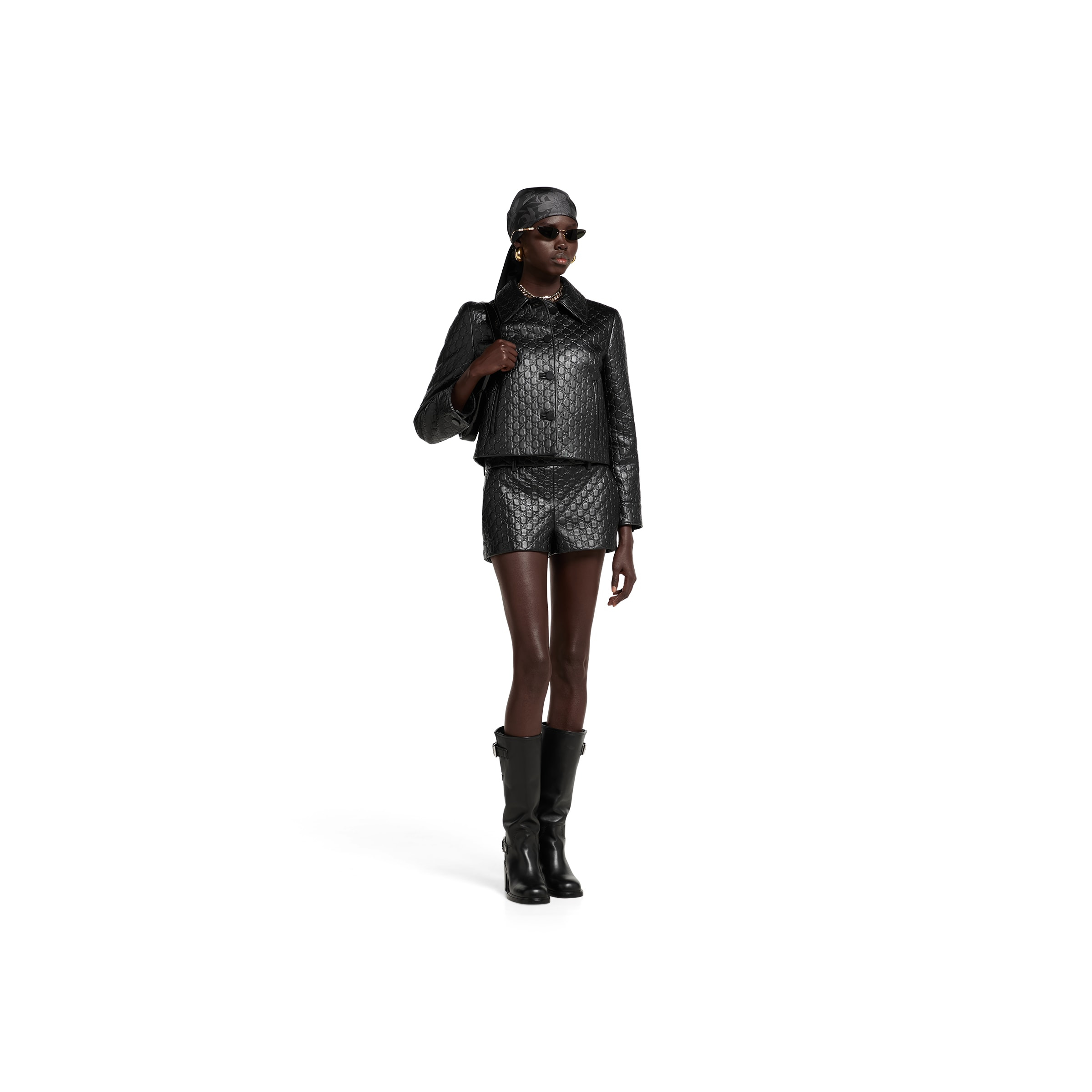 Embossed GG leather jacket - 2
