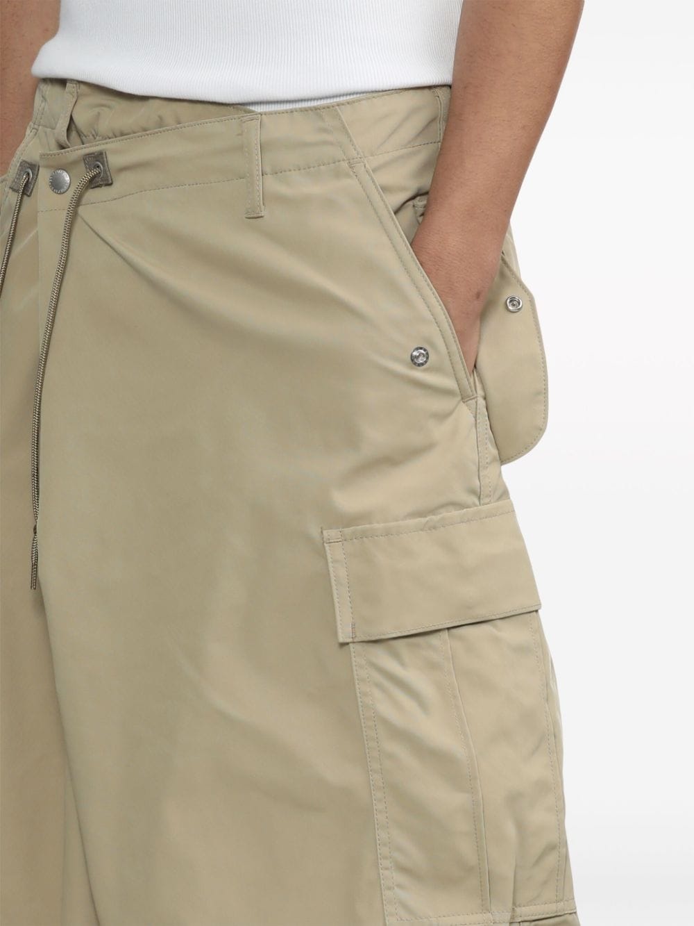 asymmetric wide-leg cargo trousers - 5