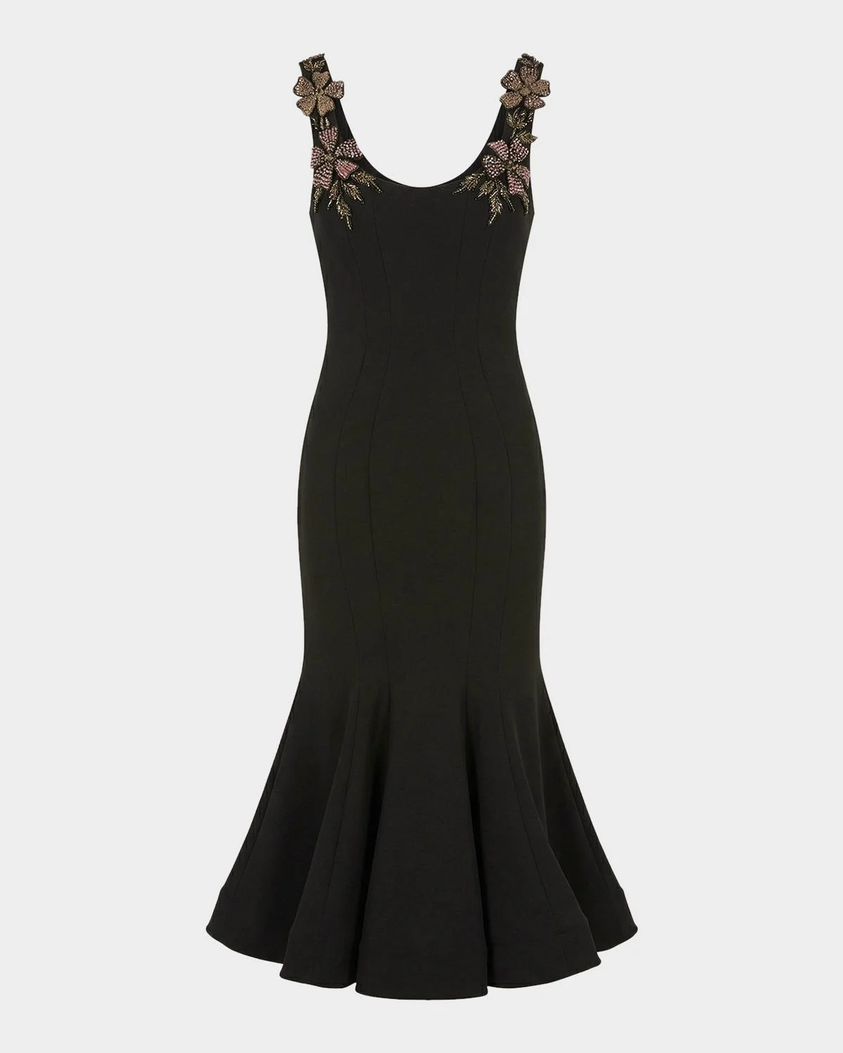 Sleeveless Floral-Applique Trumpet Cocktail Dress - 1