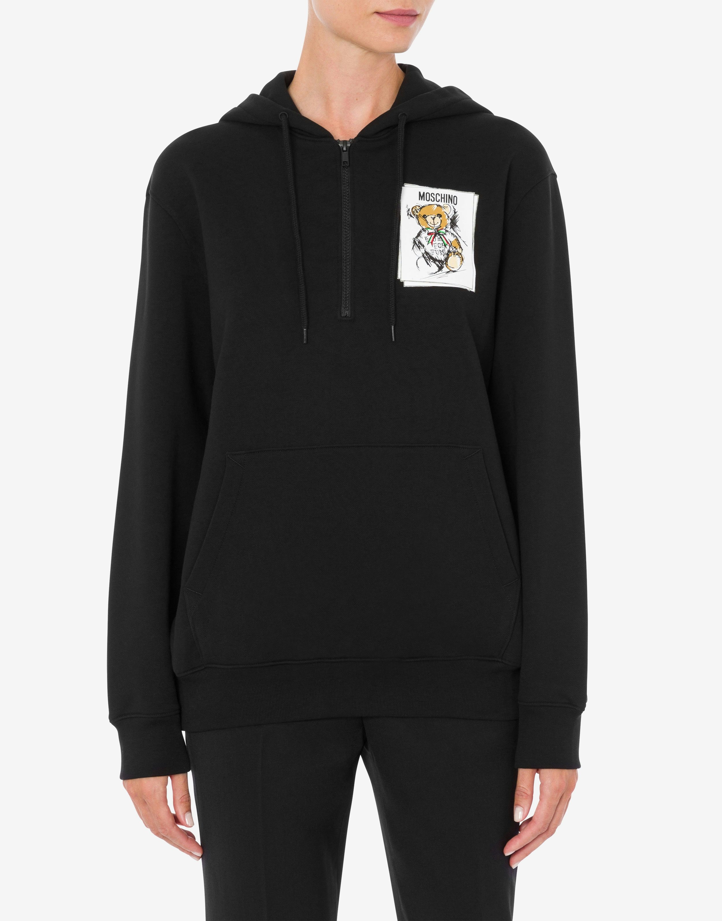 HOODIE WITH ZIP AND DRAWN TEDDY BEAR - 2
