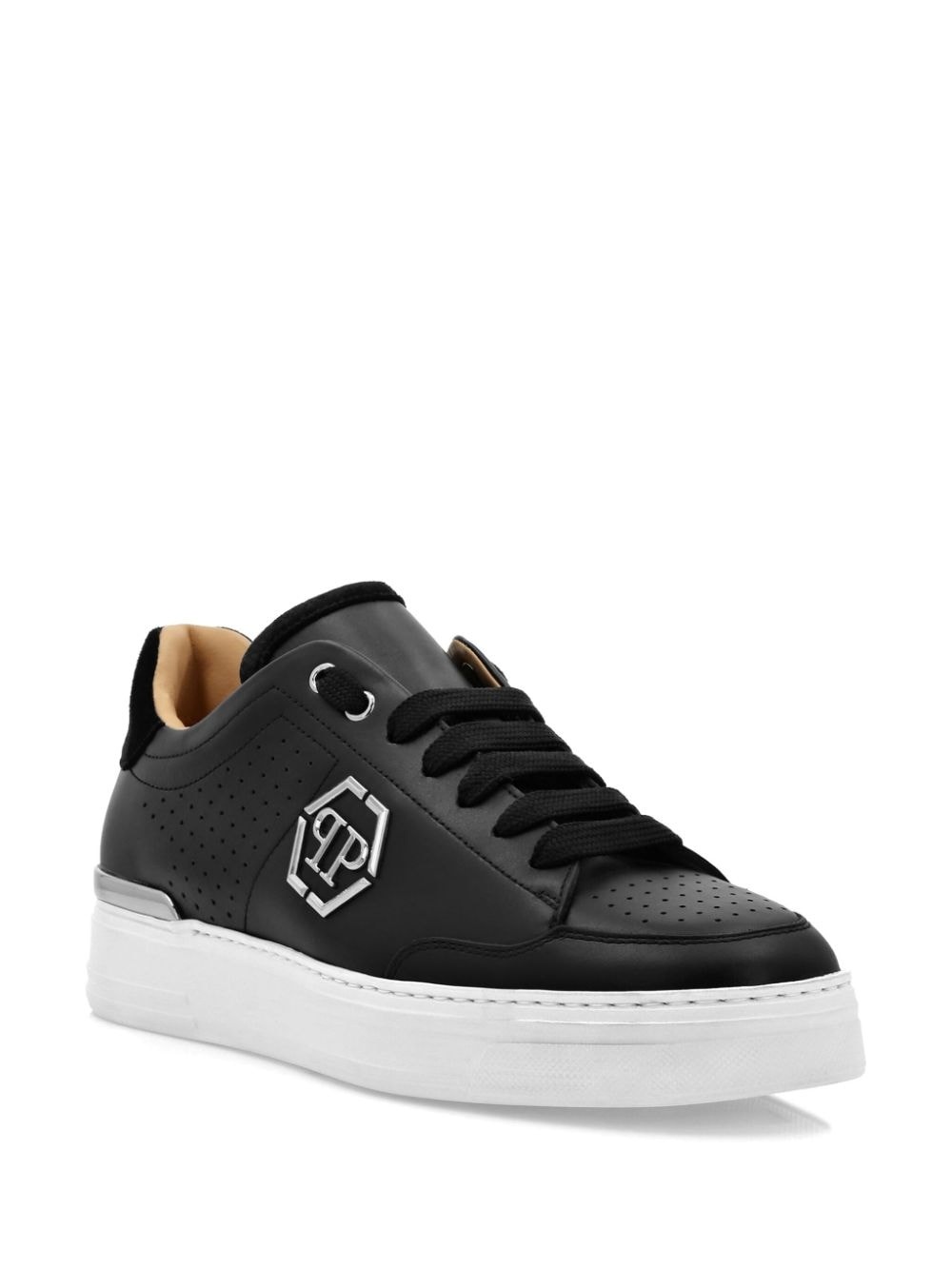 logo-print leather sneakers - 2