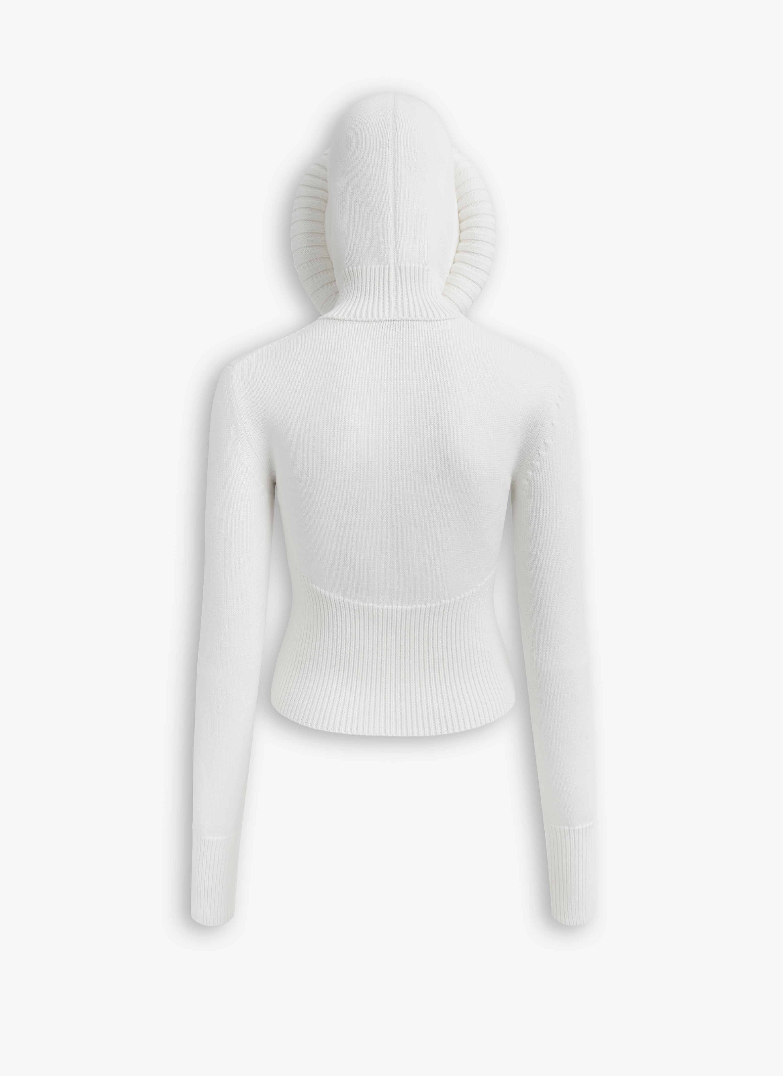 SCULPTURAL HOOD RIBBED KNIT JUMPER - 2