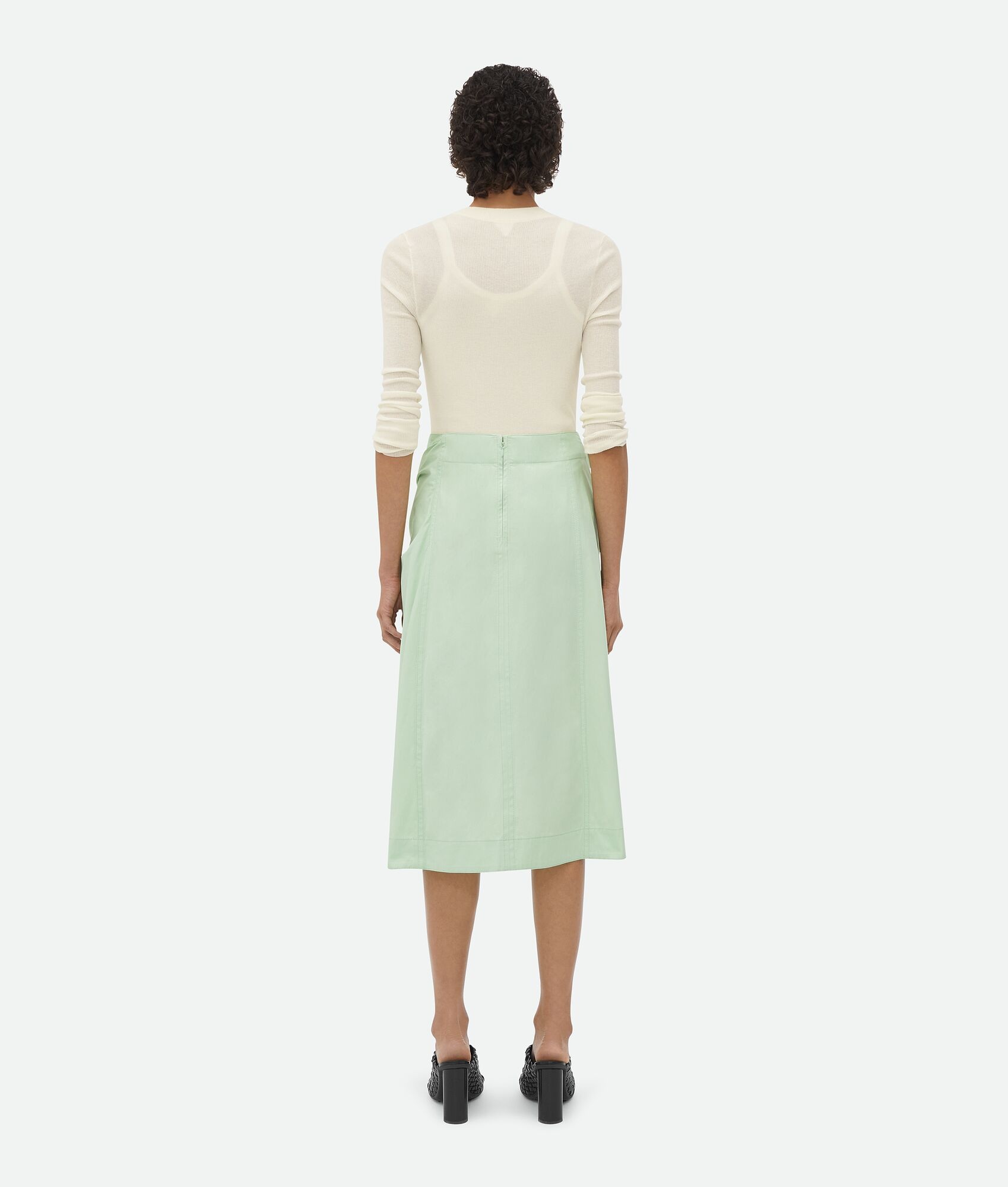 Compact Cotton Skirt With Knot Detail - 3