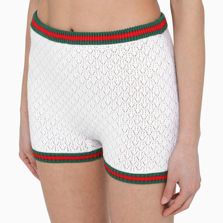 Gucci Women Lace And Cotton Short With Web Detail - 2