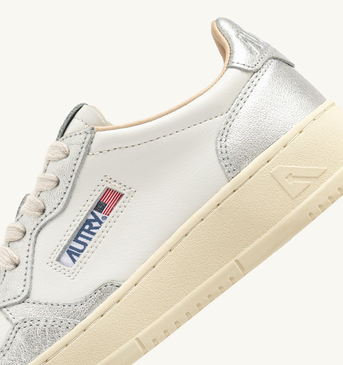 MEDALIST LOW BICOLOR SNEAKERS IN WHITE AND SILVER LEATHER - 6