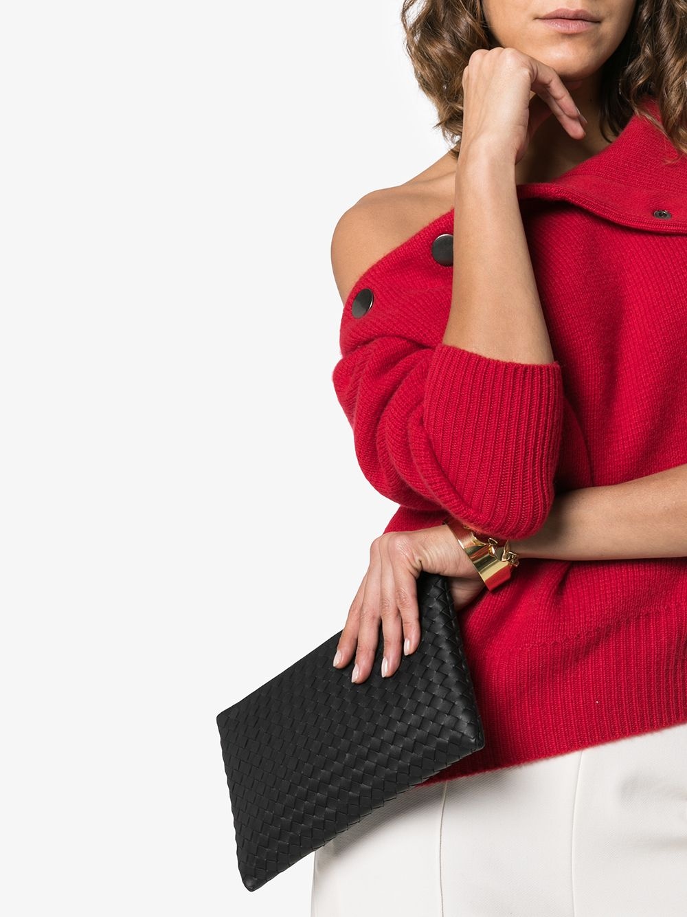 intrecciato weave zip pouch - 4