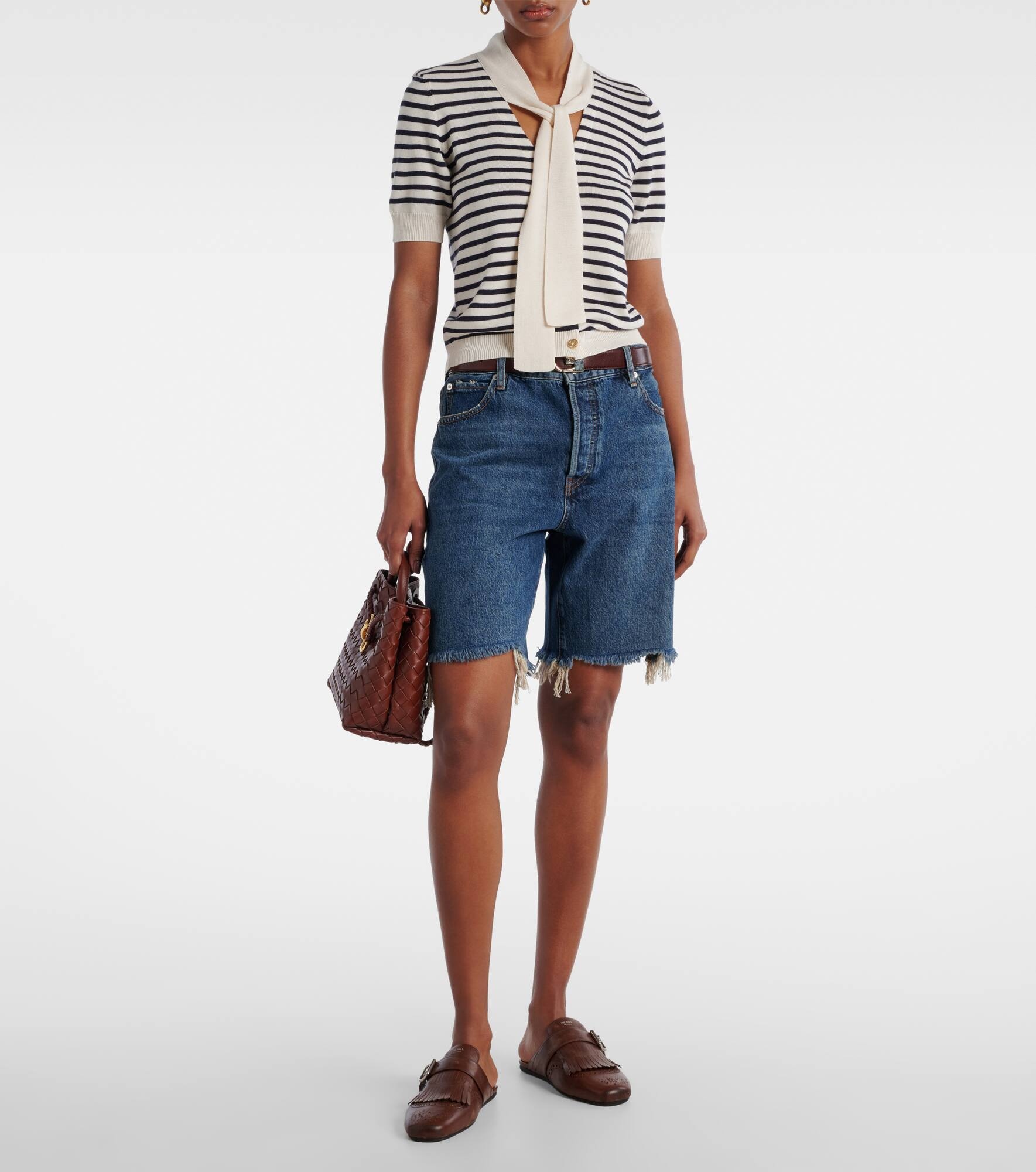 Deconstructed high-rise denim shorts - 2