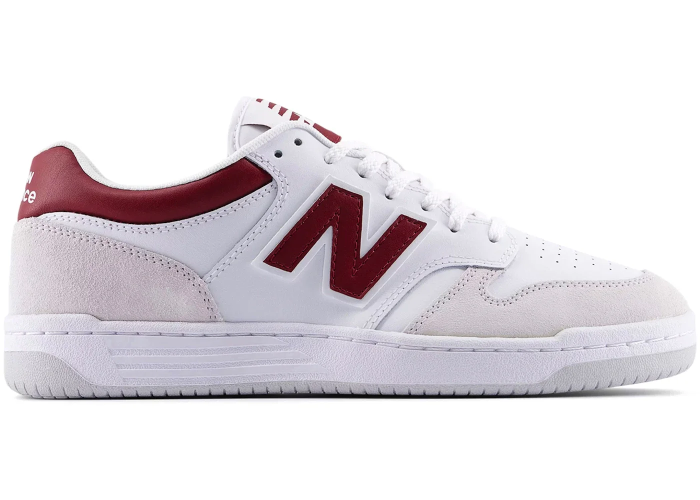 New Balance 480 White Beige Dark Red - 1