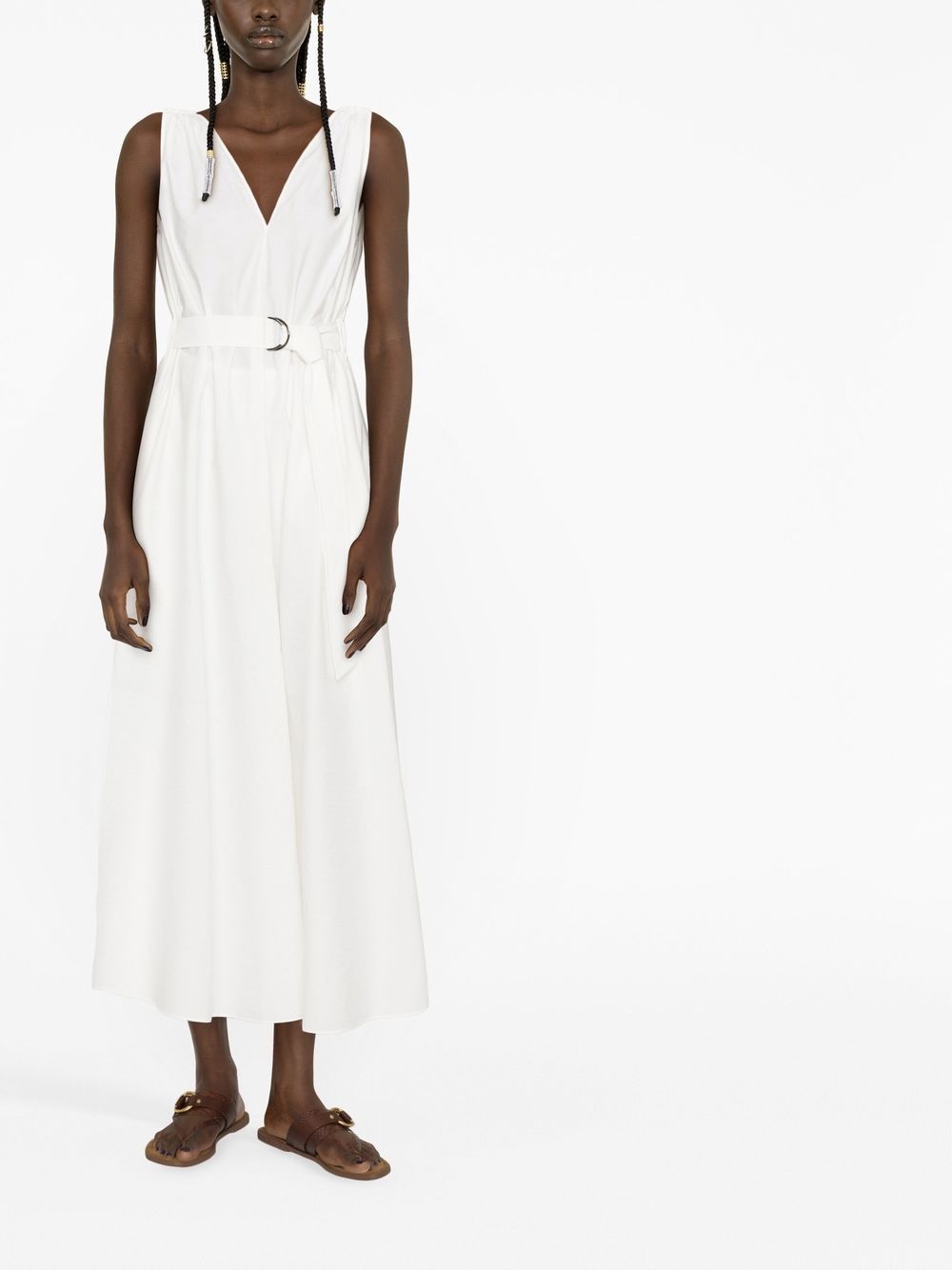 belted V-neck dress - 2