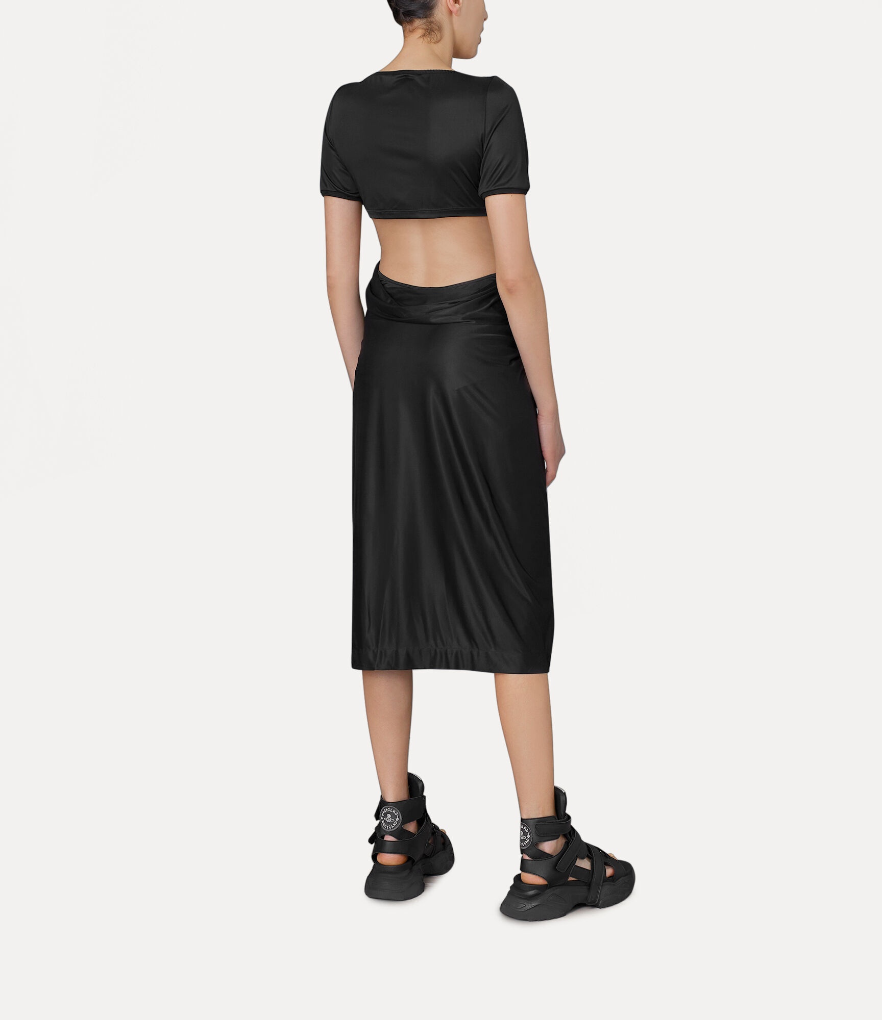 FITTED DRAPED JERSEY SHORT SLEEVED DRESS - 3