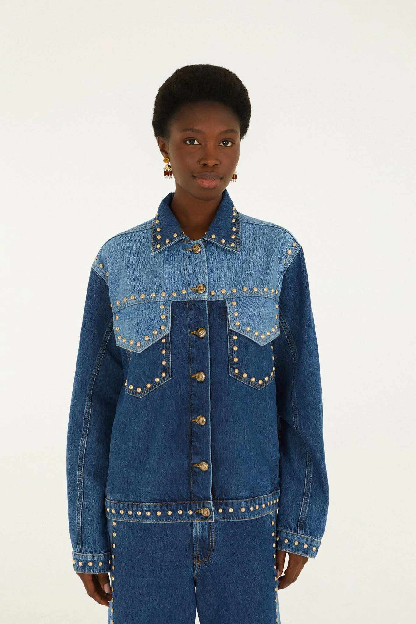 Studded Metal Denim Jacket - 1