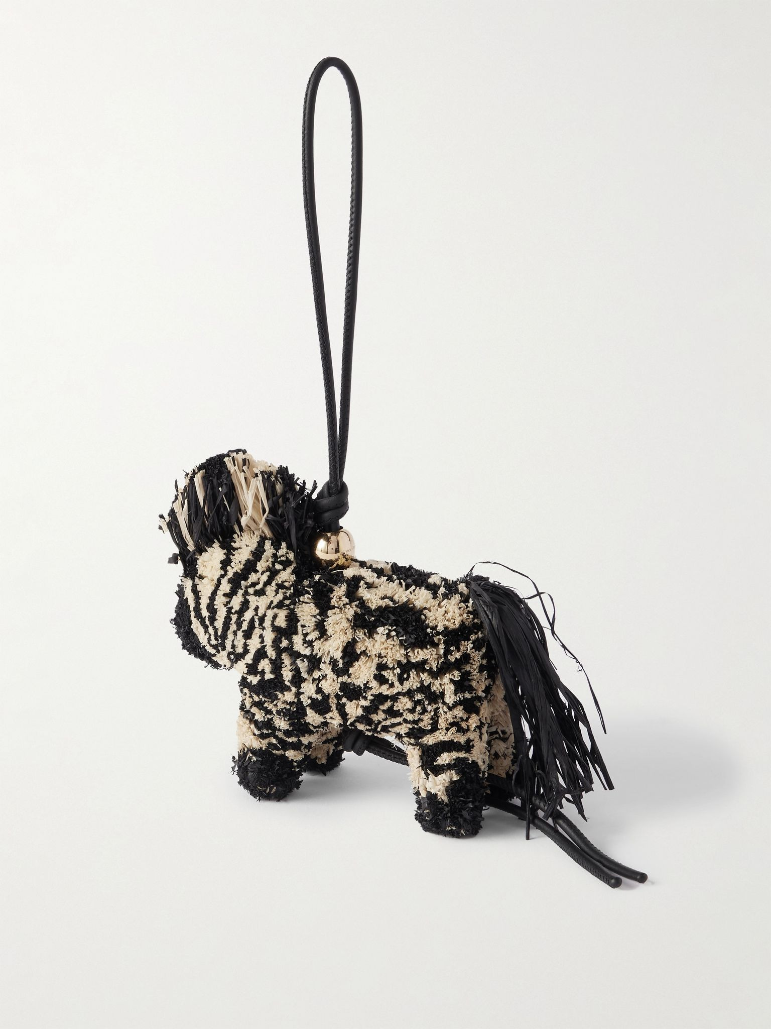 + Paula's Ibiza Zebra Leather-Trimmed Raffia Charm Black - 2