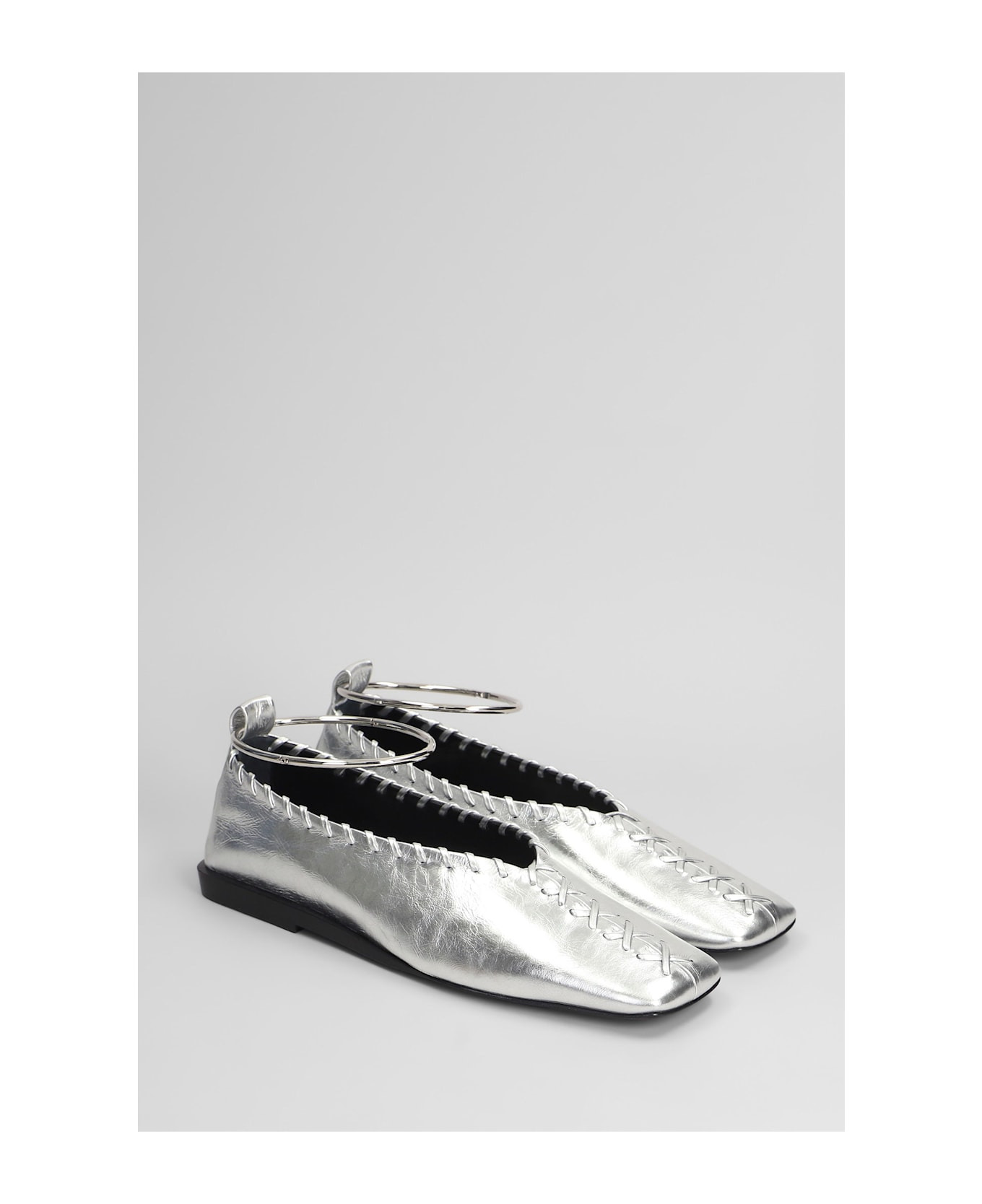 Ballet Flats In Silver Leather - 2