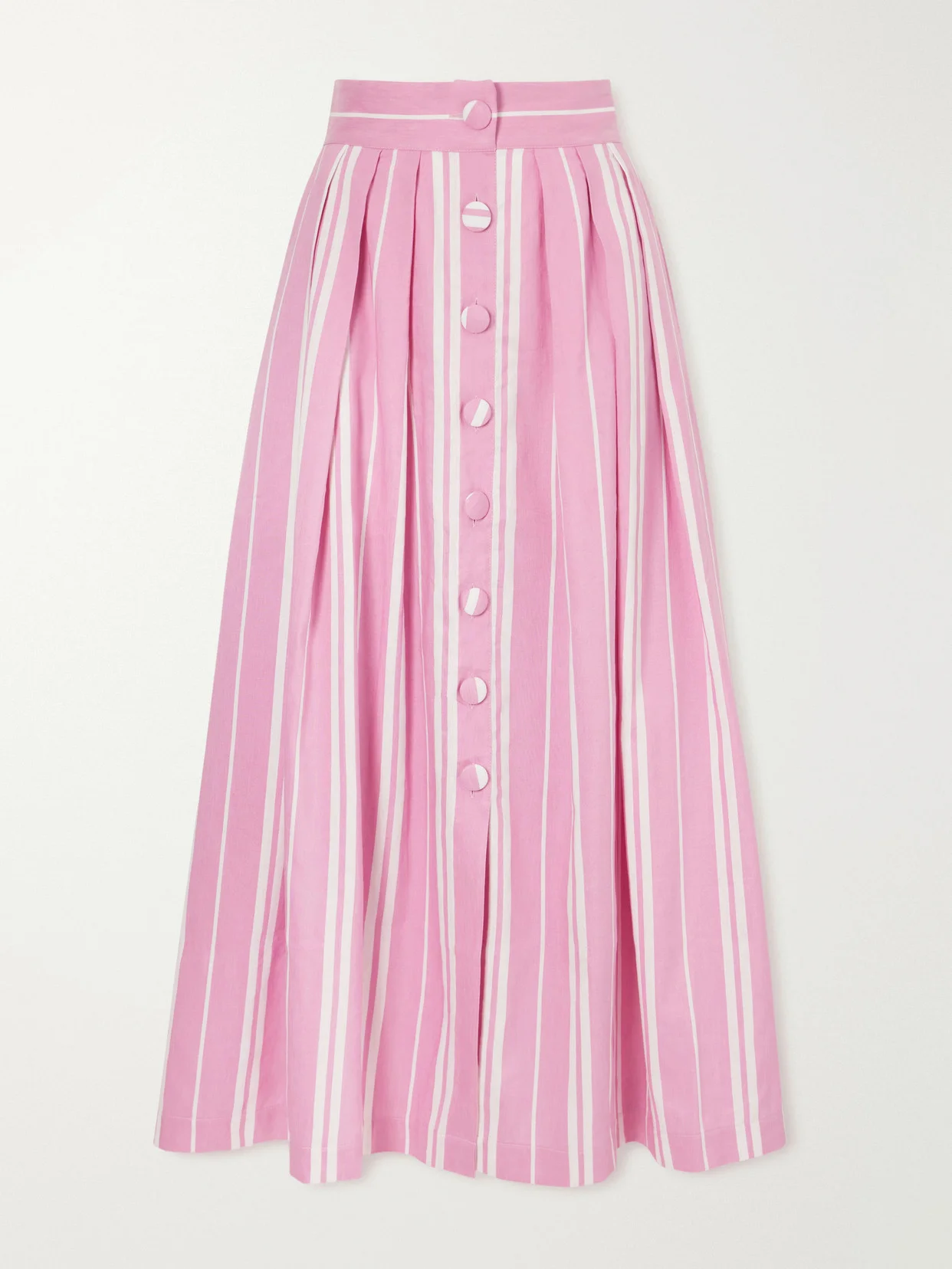 Irving Striped Cotton, Tencel And Linen-blend Midi Skirt - 1