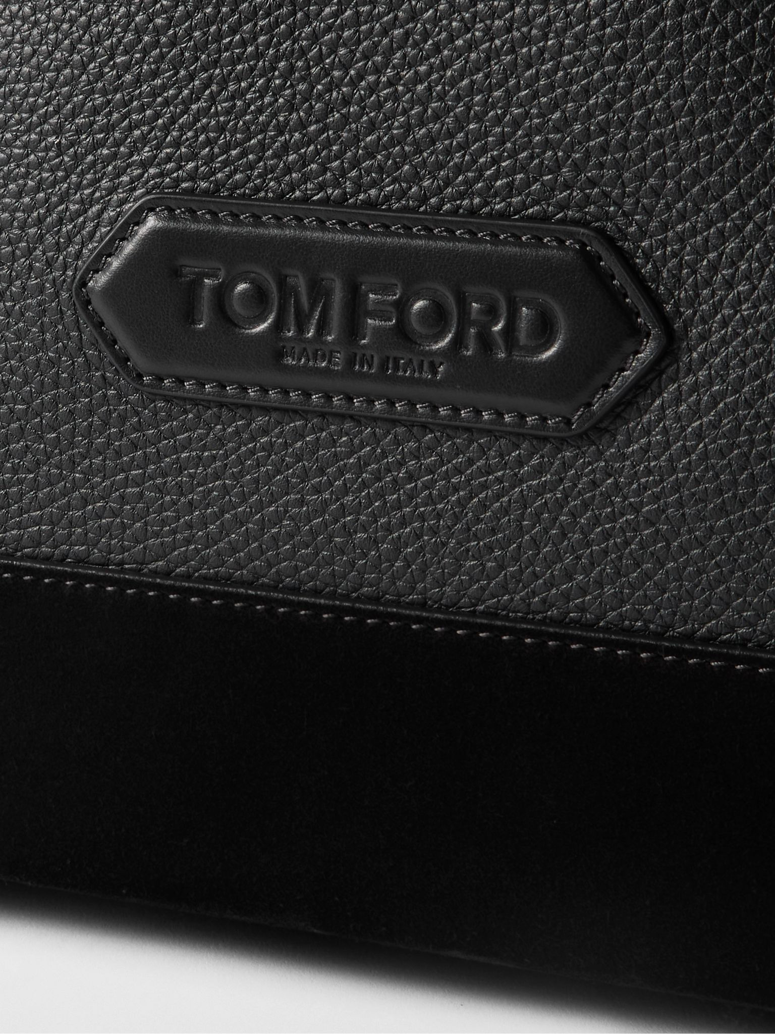 Suede-Trimmed Full-Grain Leather Backpack Black - 4