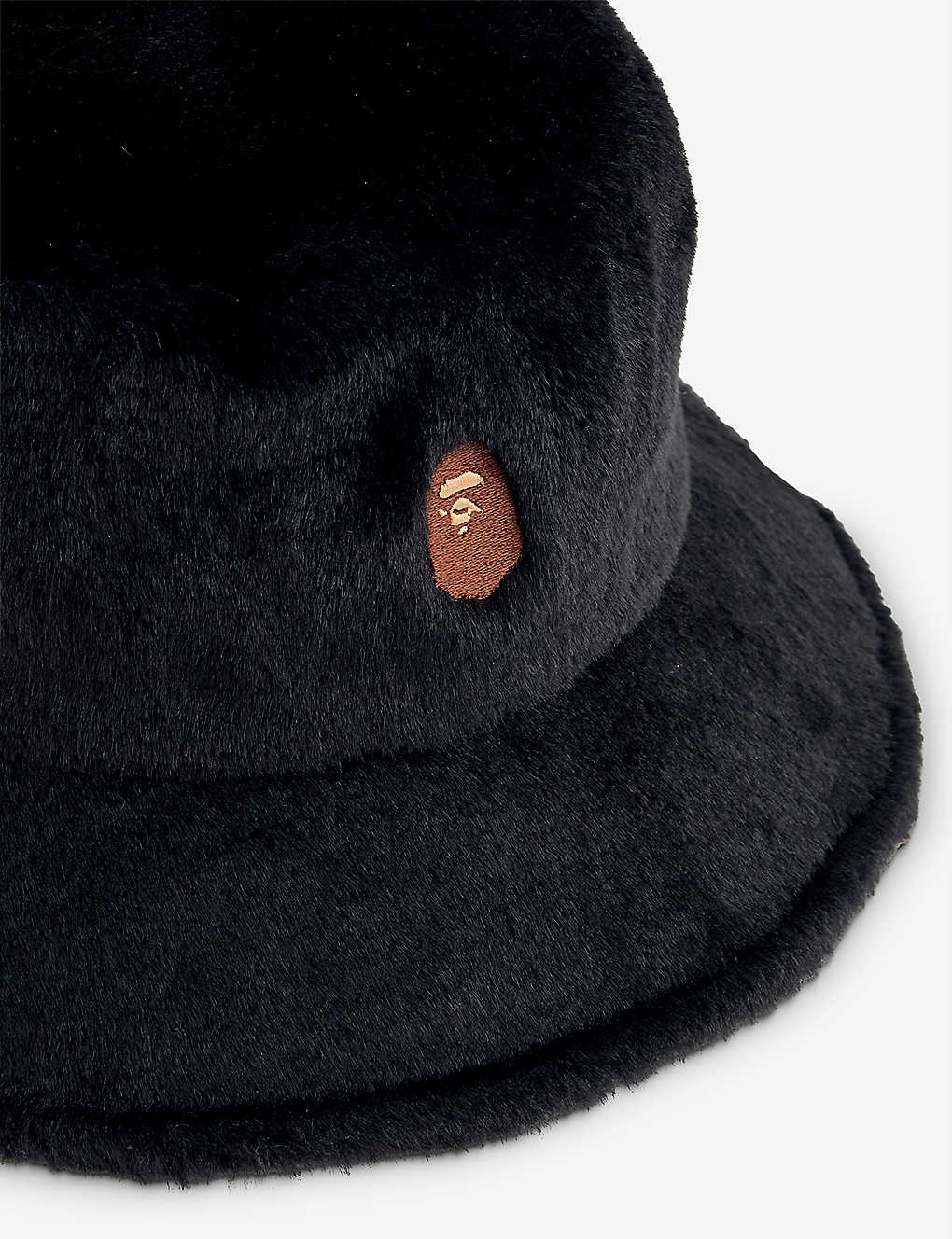 Ape head patch faux-fur bucket hat - 2