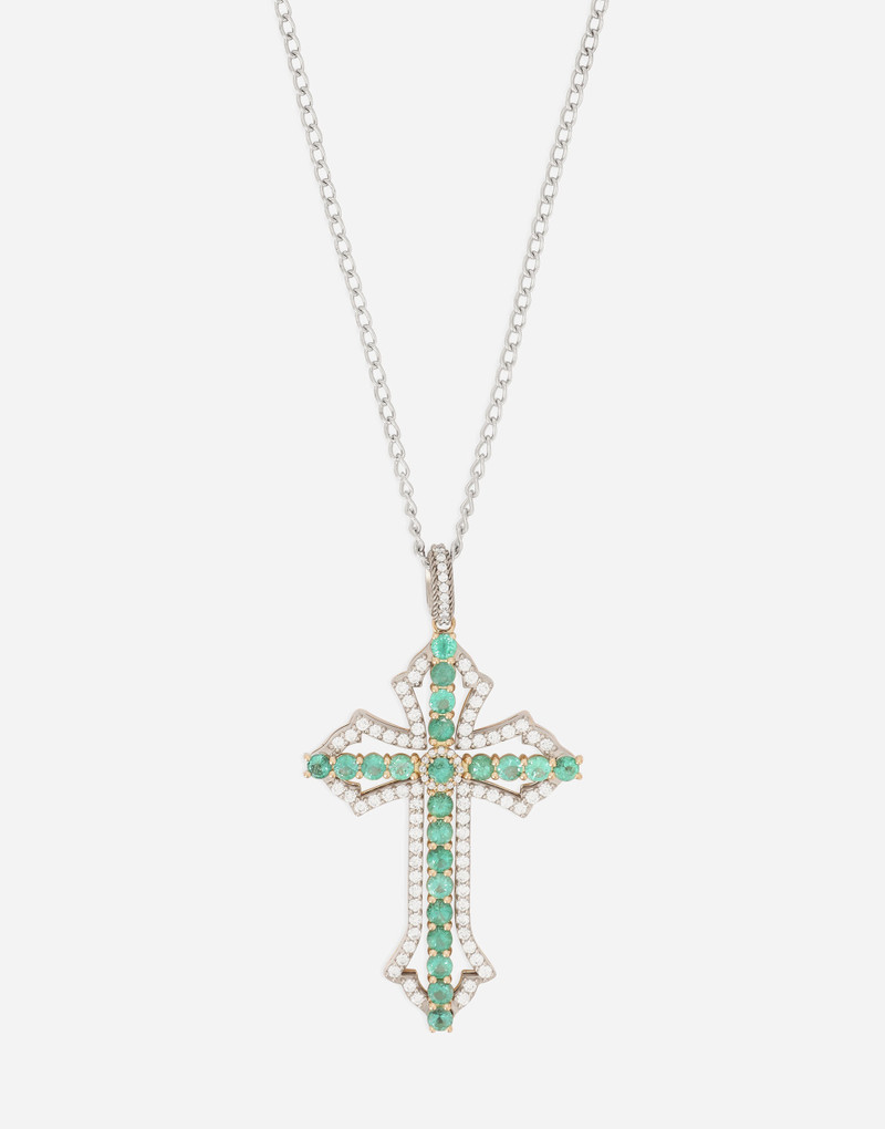 Dolce & Gabbana Tradition pendant in yellow and white gold 18kt with emeralds and diamonds outlook