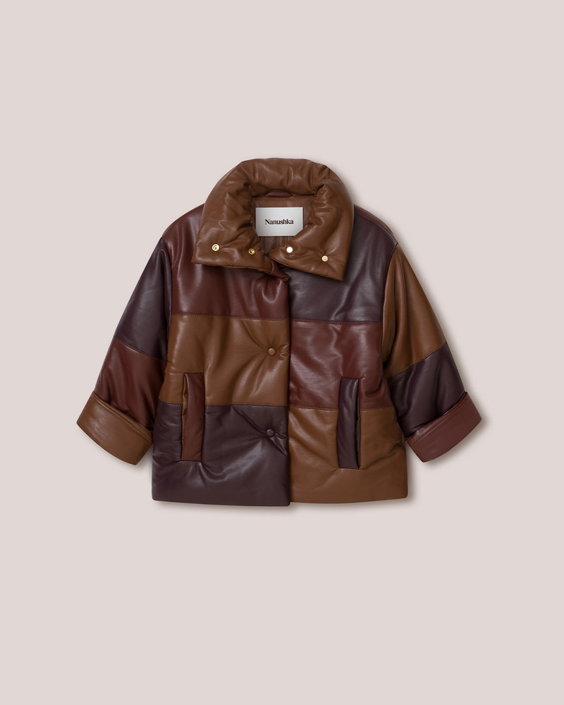 HIDE - Vegan leather puffer jacket - Dark brown patch 1